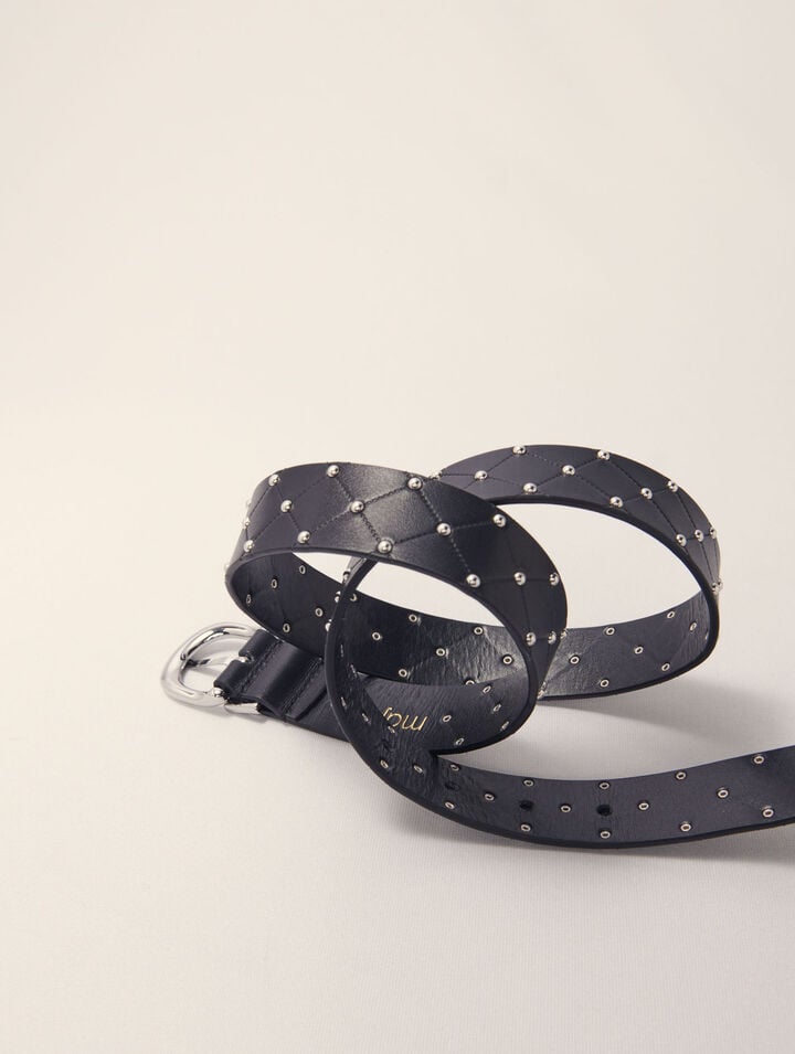 Quilted leather belt