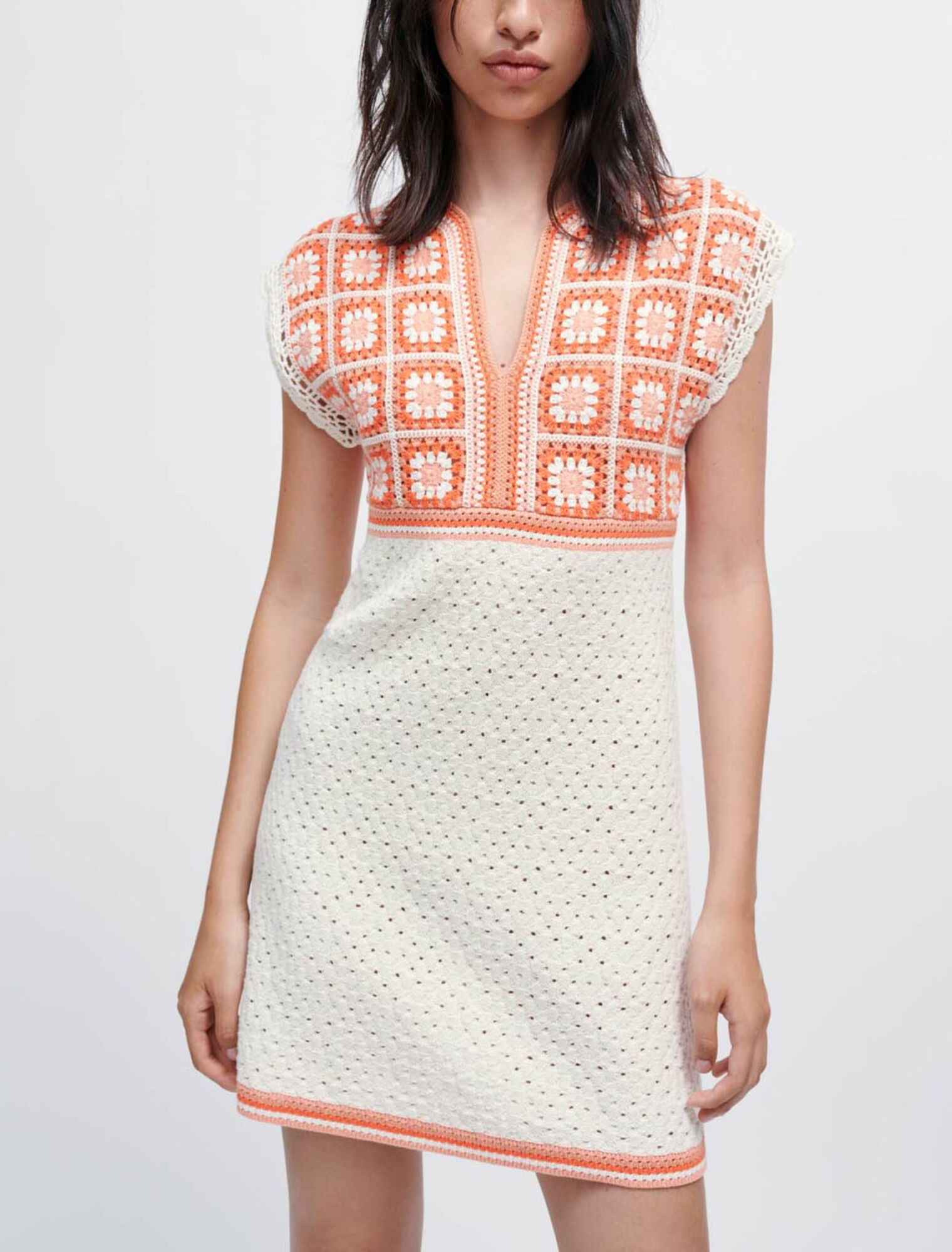 Two-colour crochet dress
