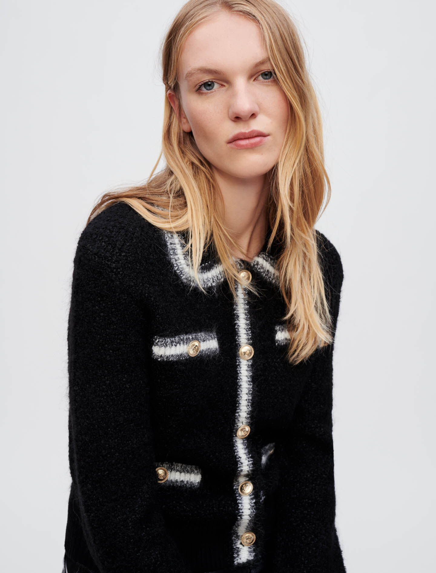 Thick shiny knit cardigan
