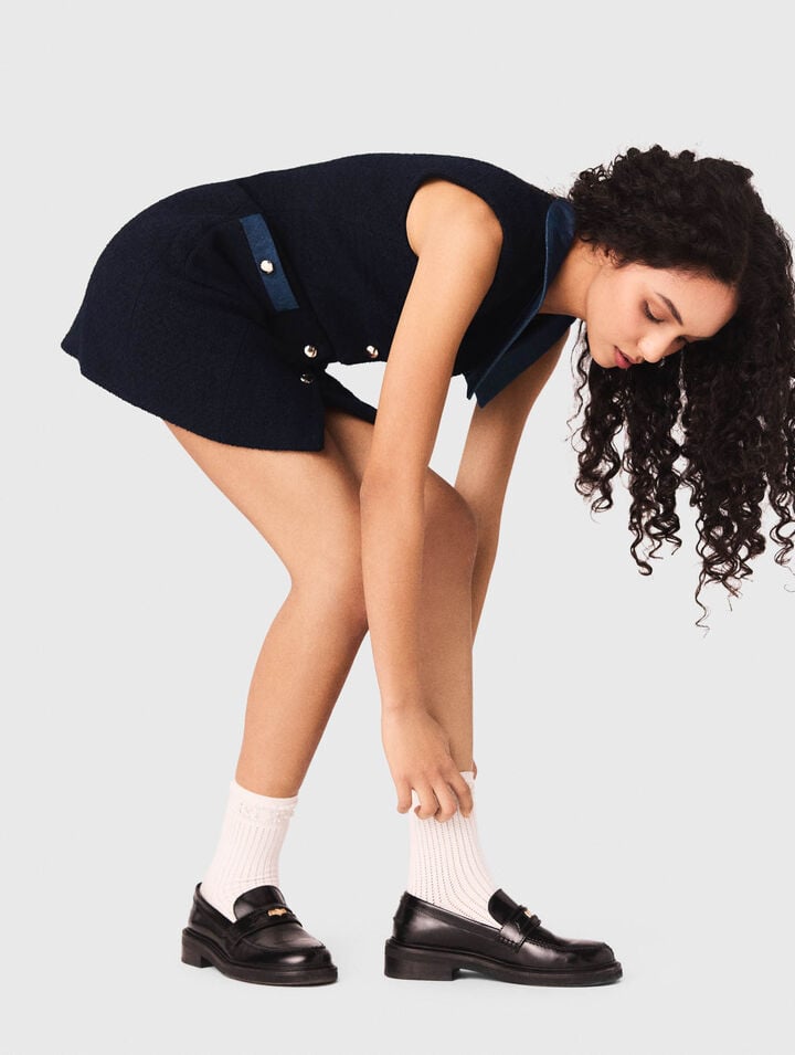 Tweed dress with denim details