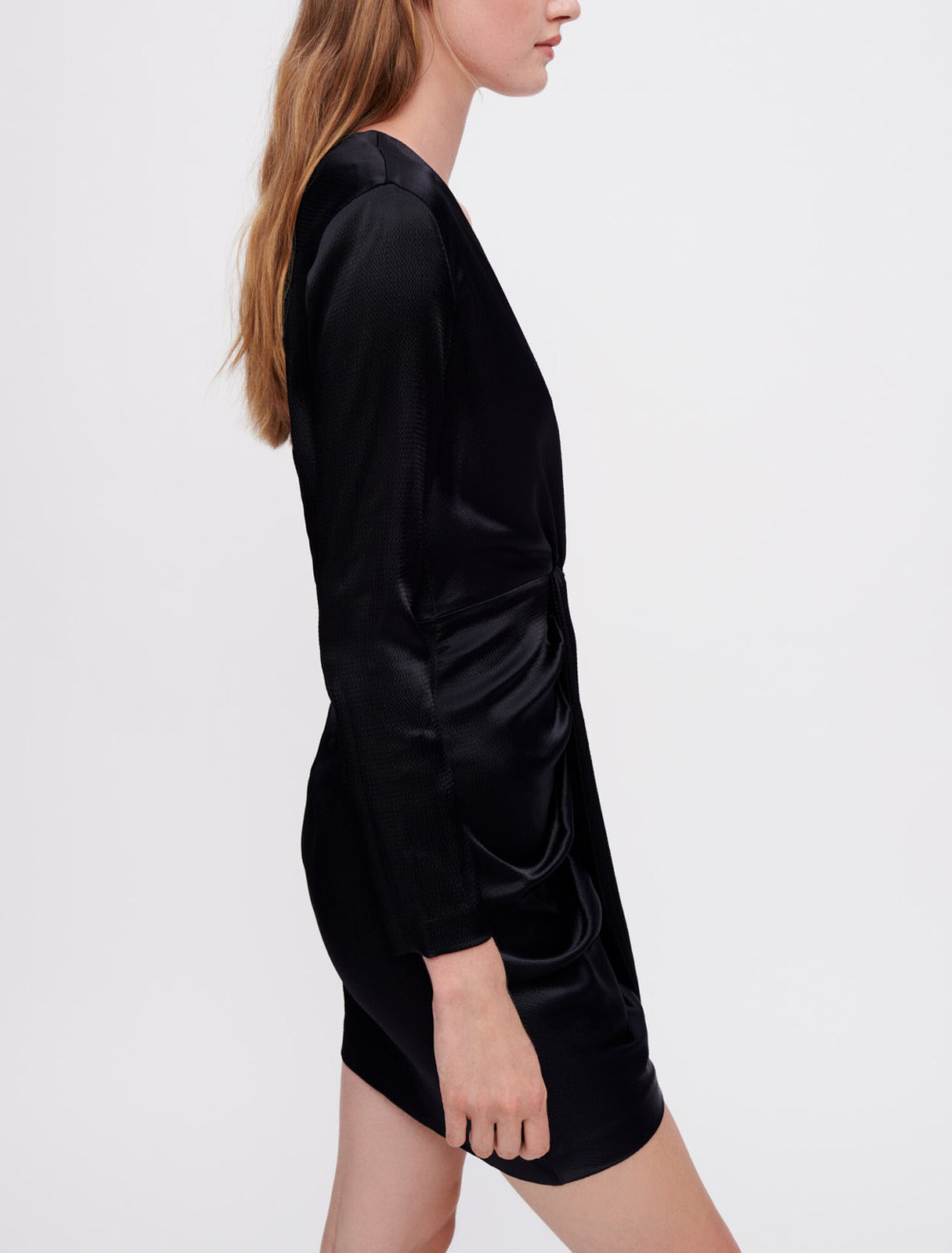 Satin tie-front dress