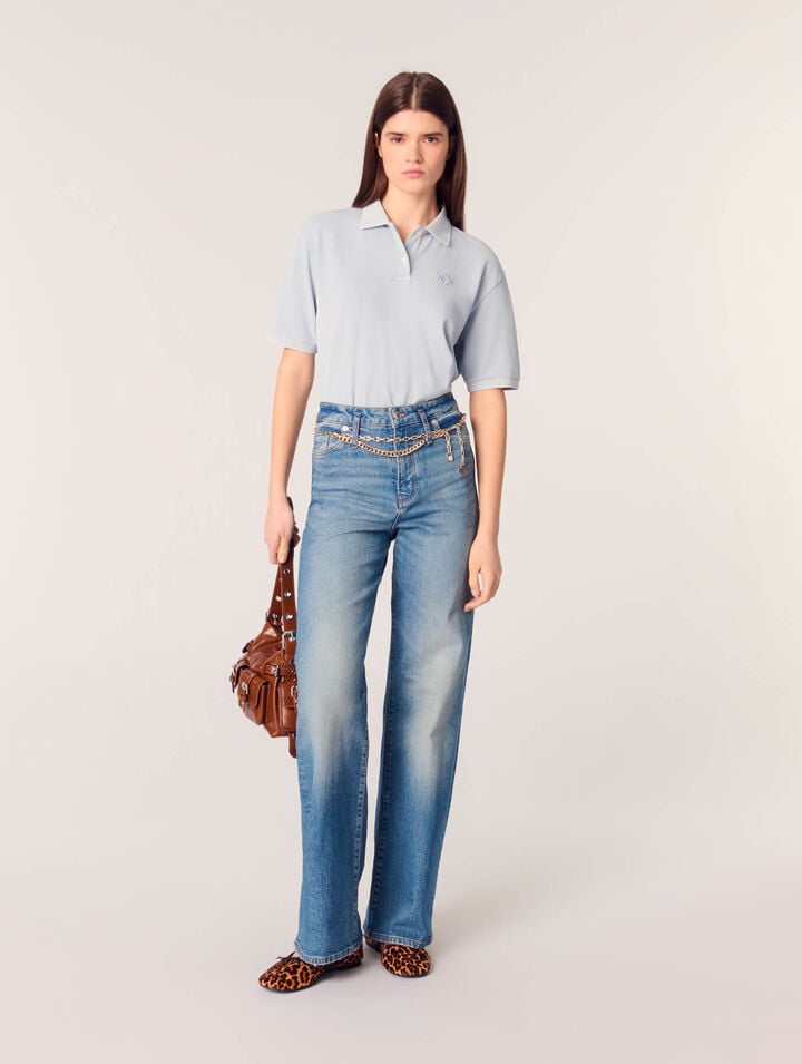 Jeans with chain-link belt