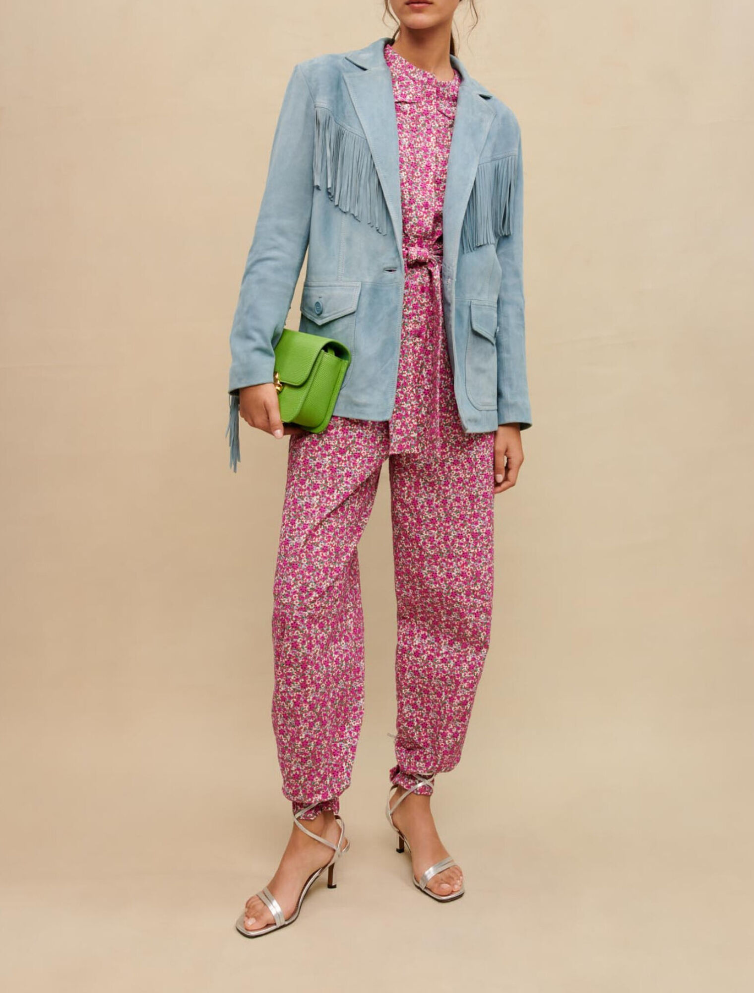 Suede leather jacket with fringing