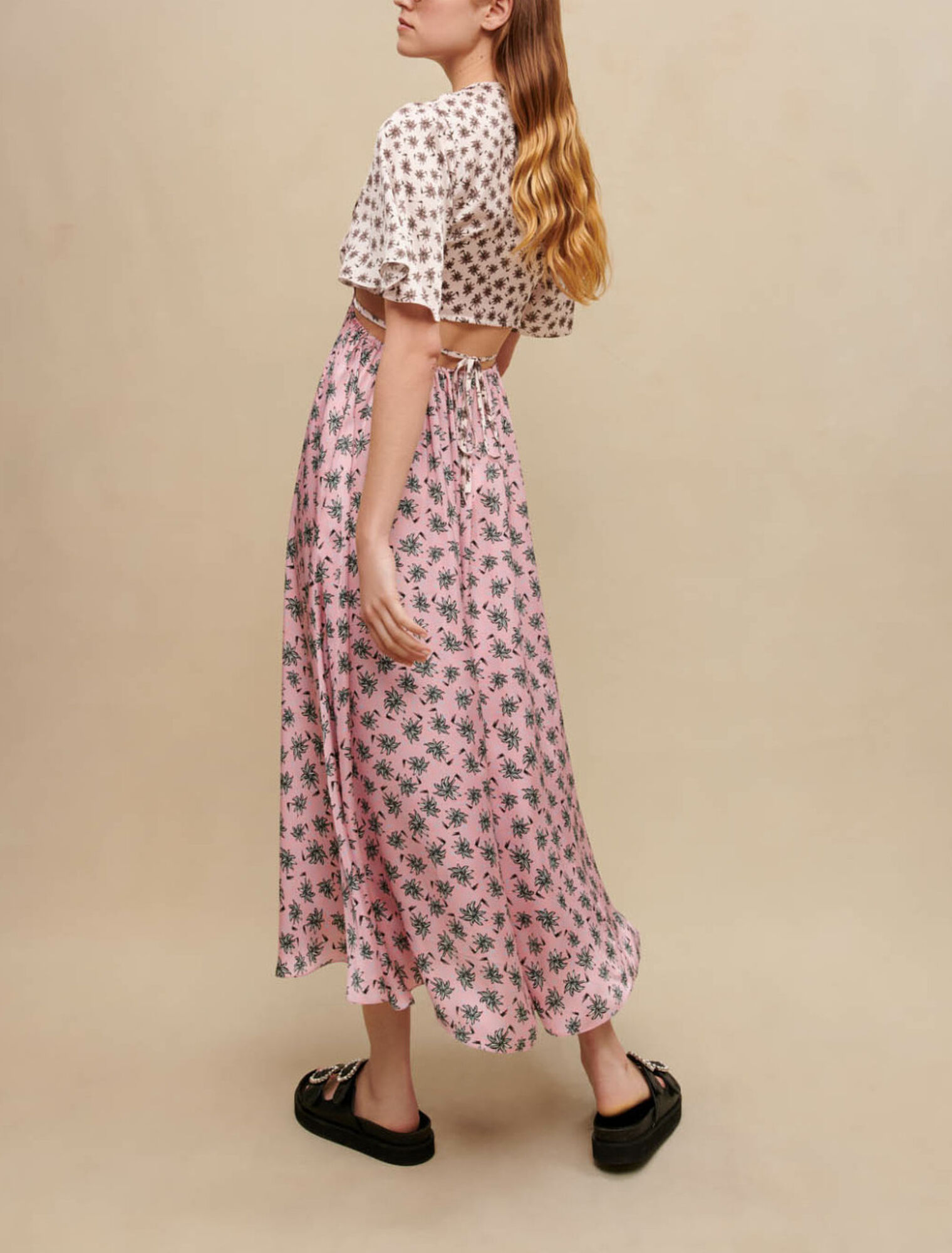 Palm print maxi dress