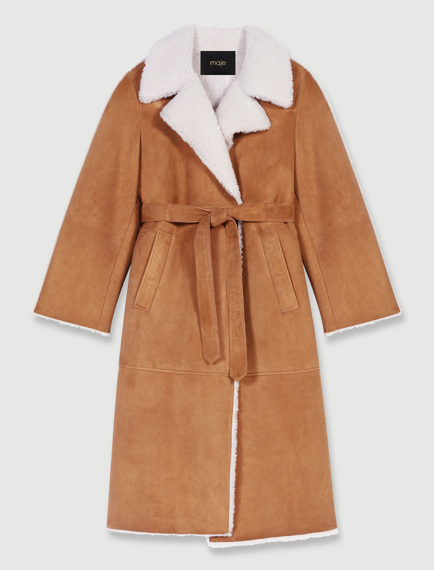 Long fleece coat Brown For Women | Maje