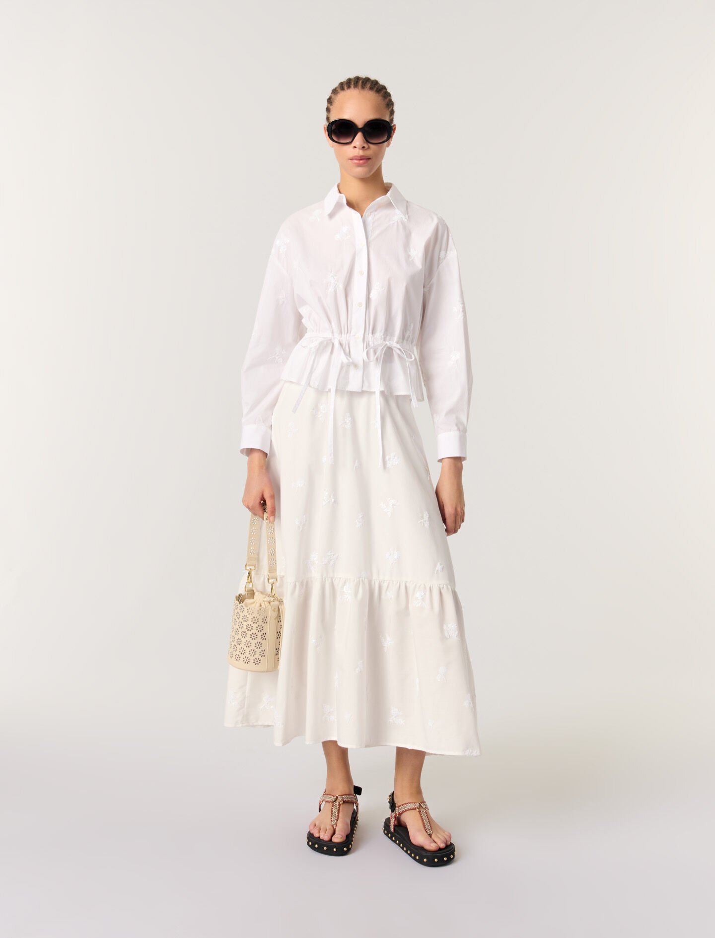 最新のデザイン Short embroidered shirt White For Women | Maje トップス