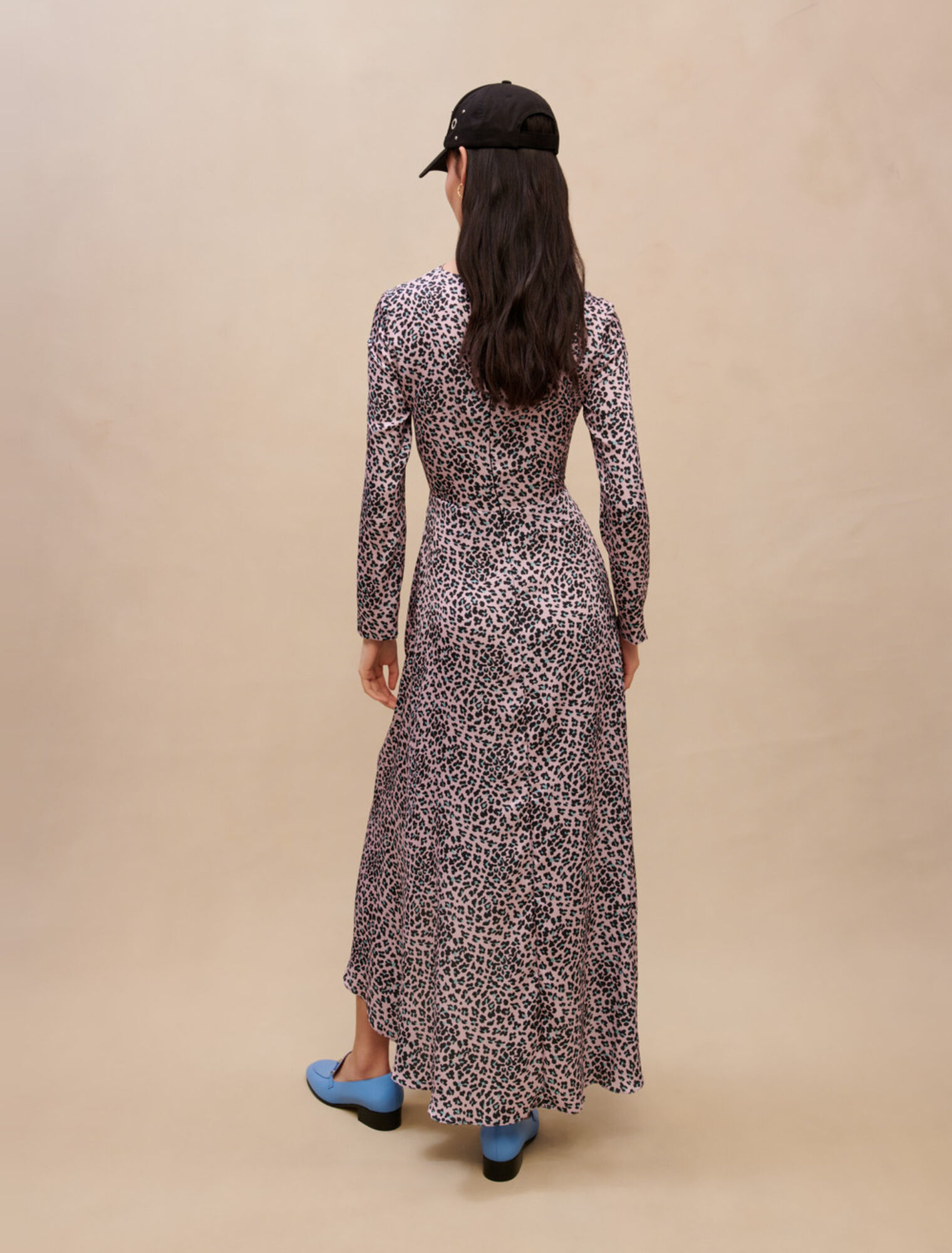 Long satiny cut-out dress