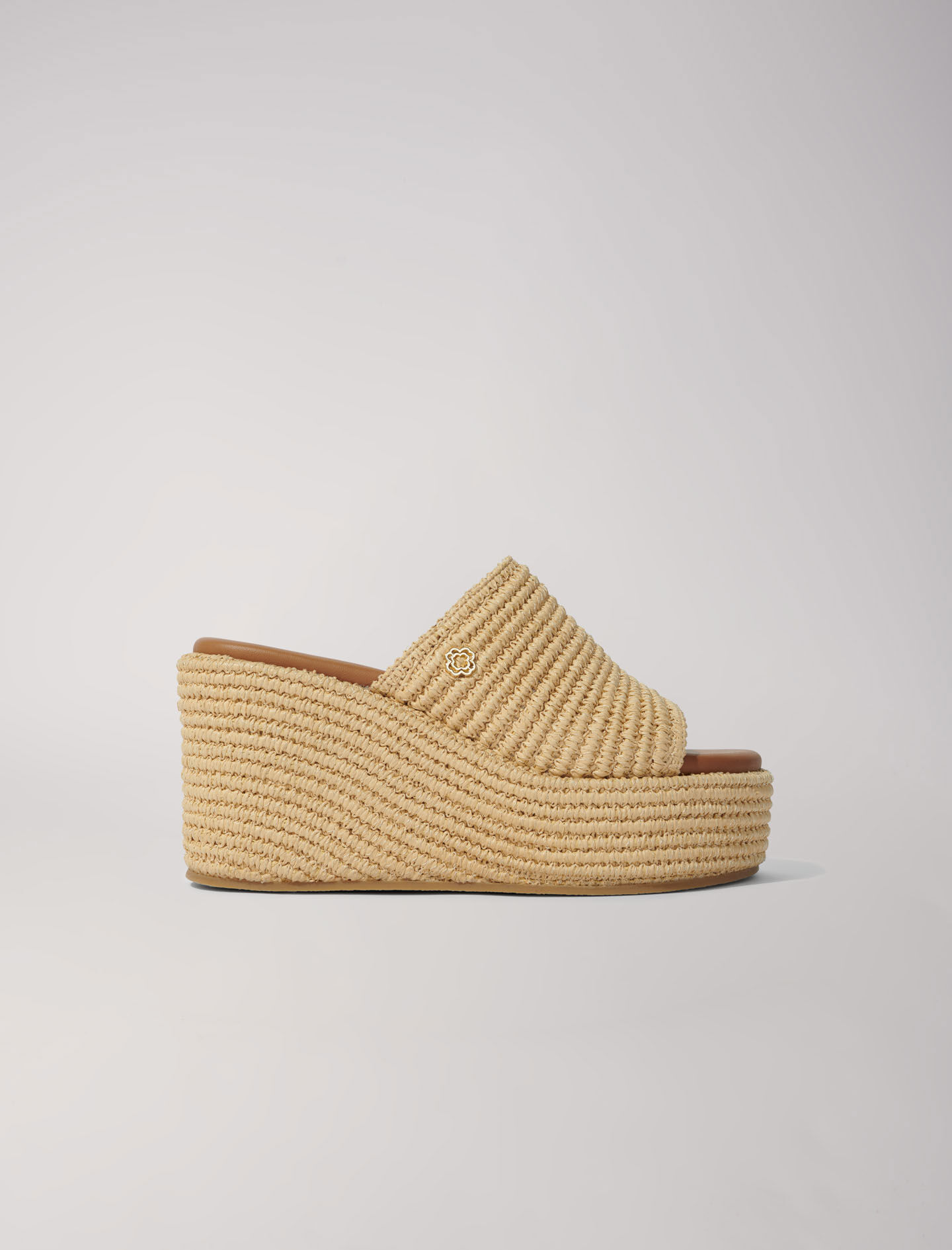 MAJE [マージ] Raffia Cross Wedge Sandals Maje Raffia-Effect Wedge Sandals 110 | Harrods US