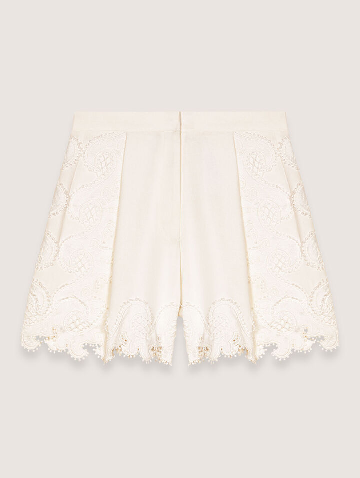 Embroidered floral shorts
