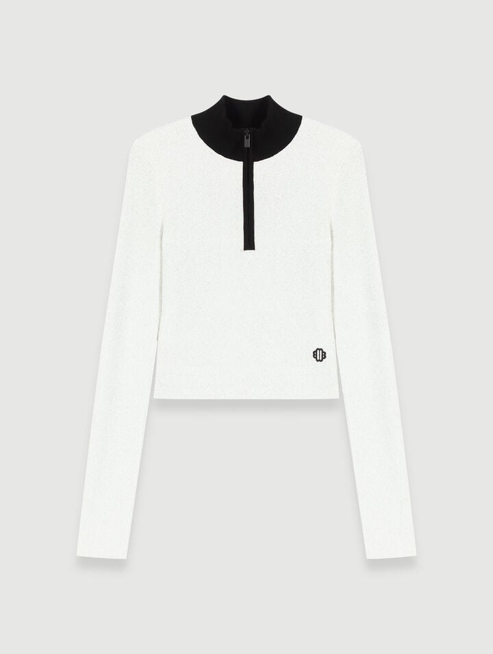 Cropped decorative knit jumper