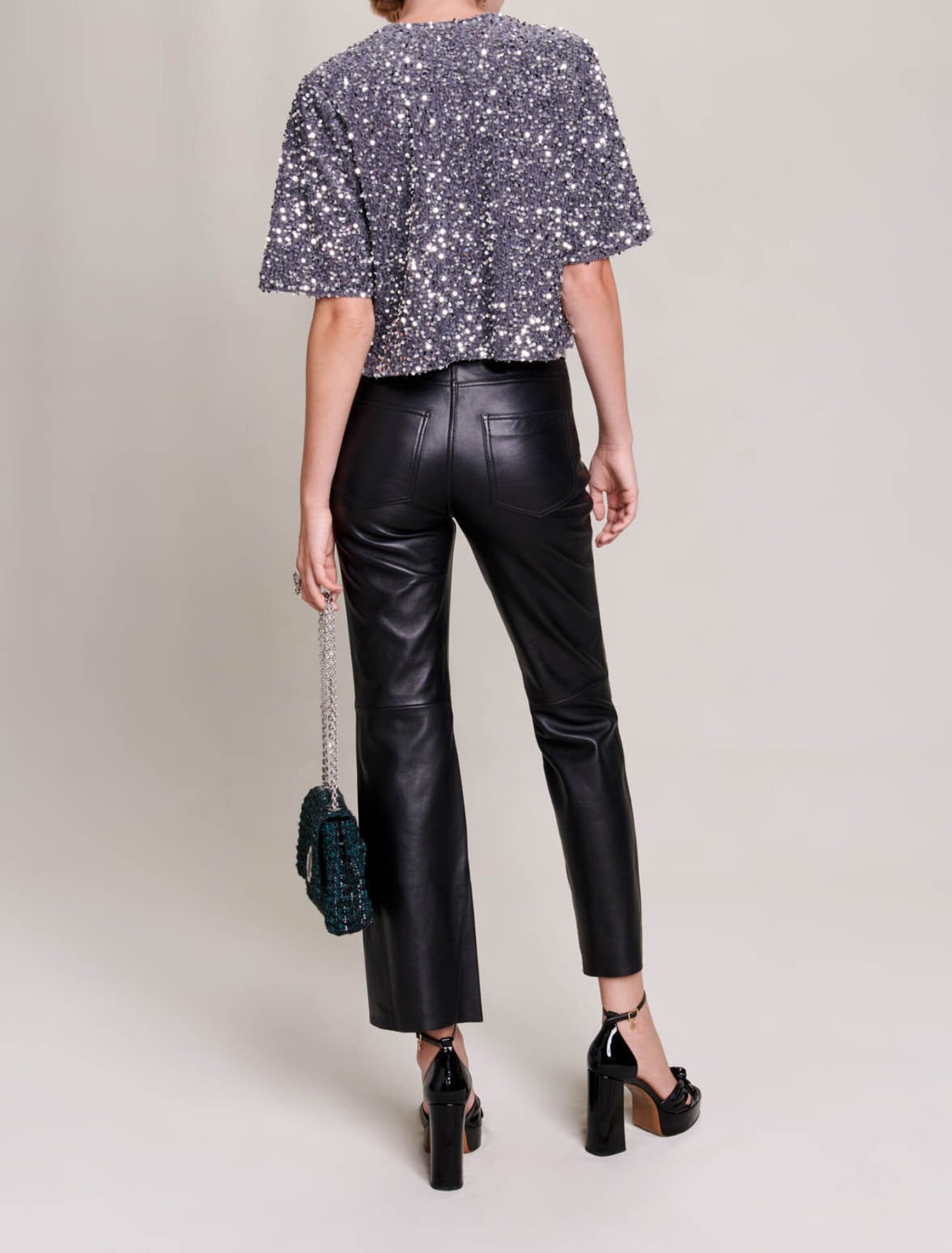 Sequinned velvet top