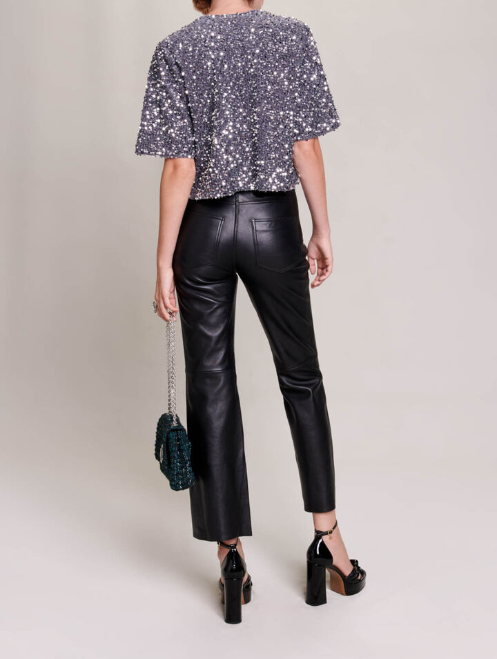 Sequinned velvet top