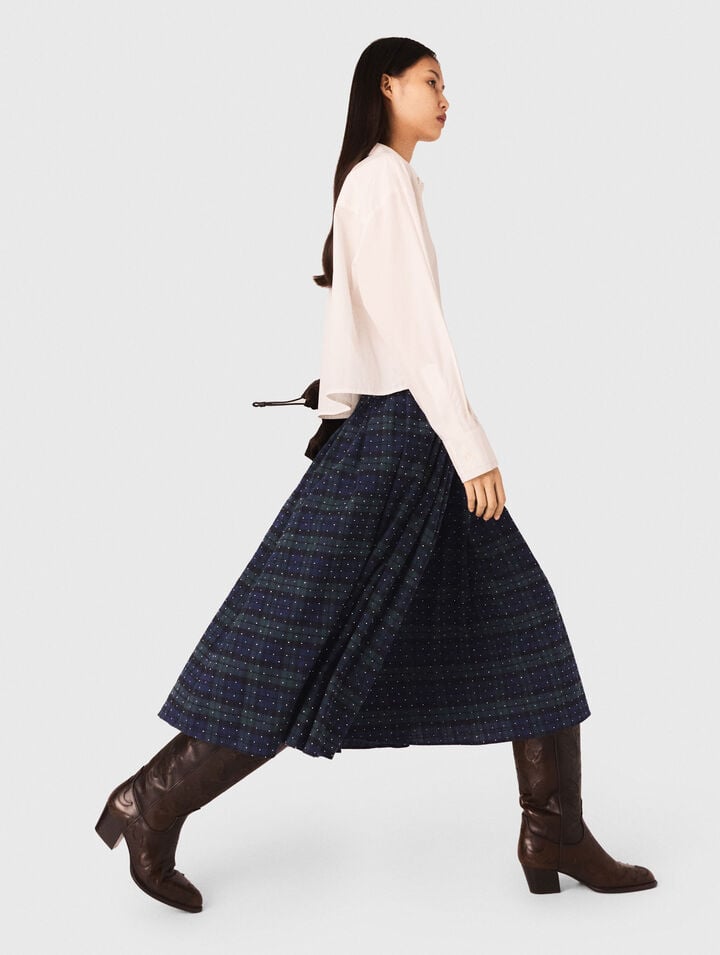 Check skirt with rhinestones