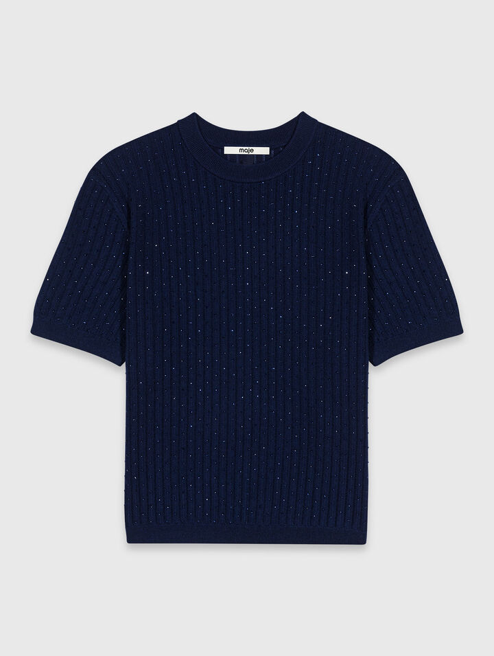 Tonal rhinestone sweater