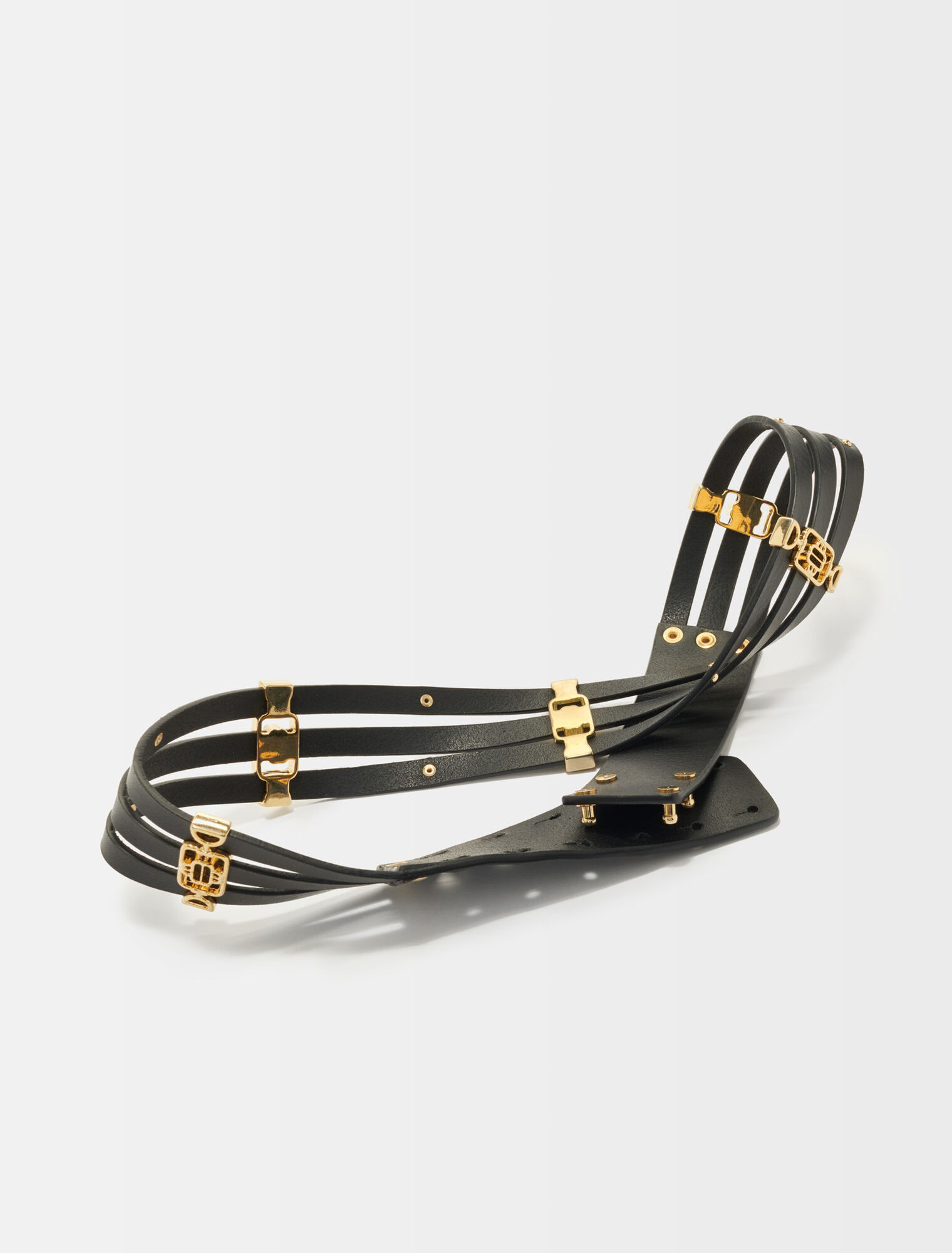 Belt with gold-tone Clover logos