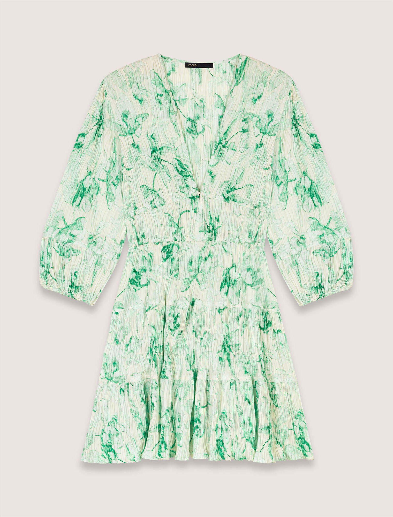 Patterned pleated mini dress
