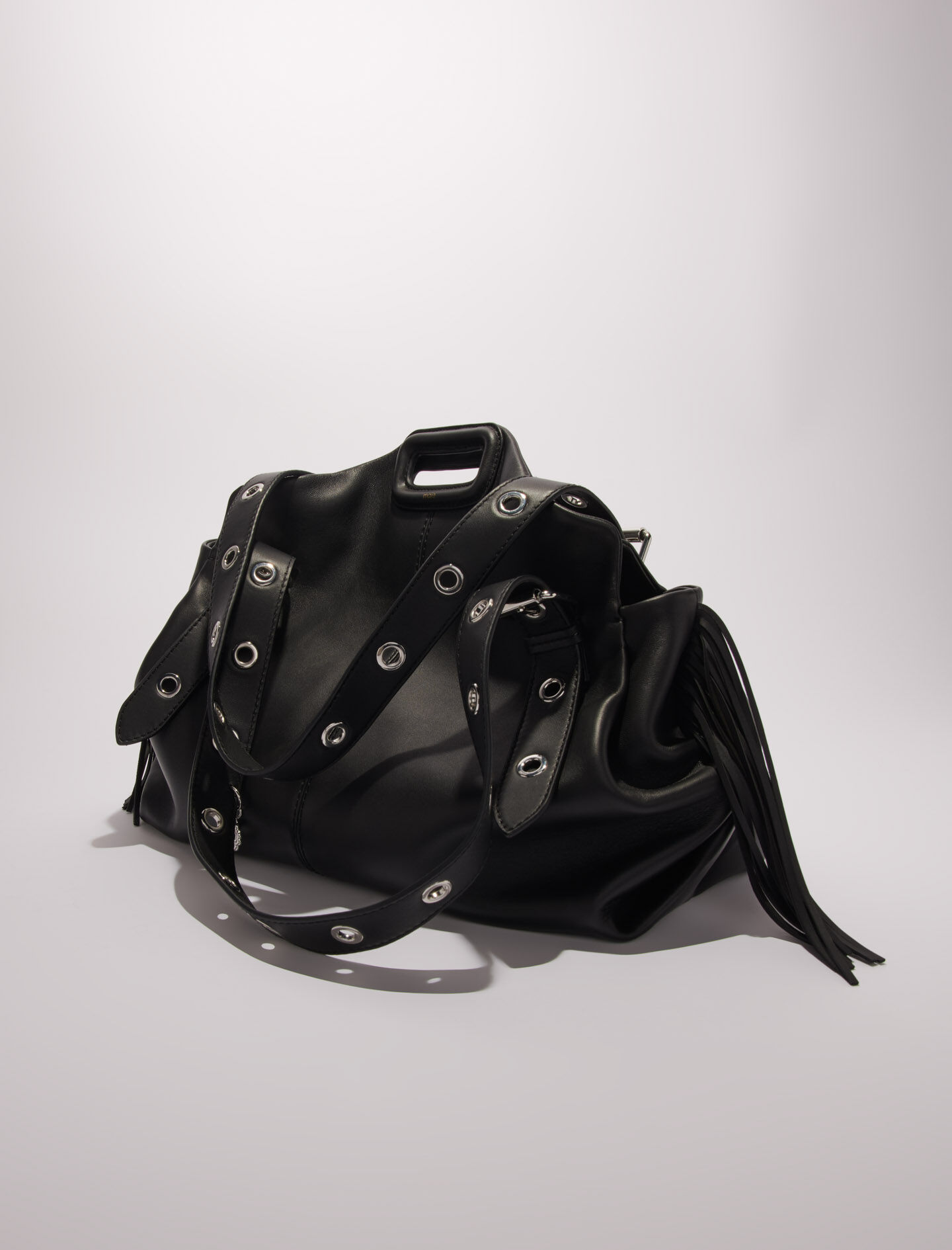 Plain leather Miss M XL bag Black / Gray For Women | Maje Plain leather Miss M XL bag Black / Gray For Women | Maje