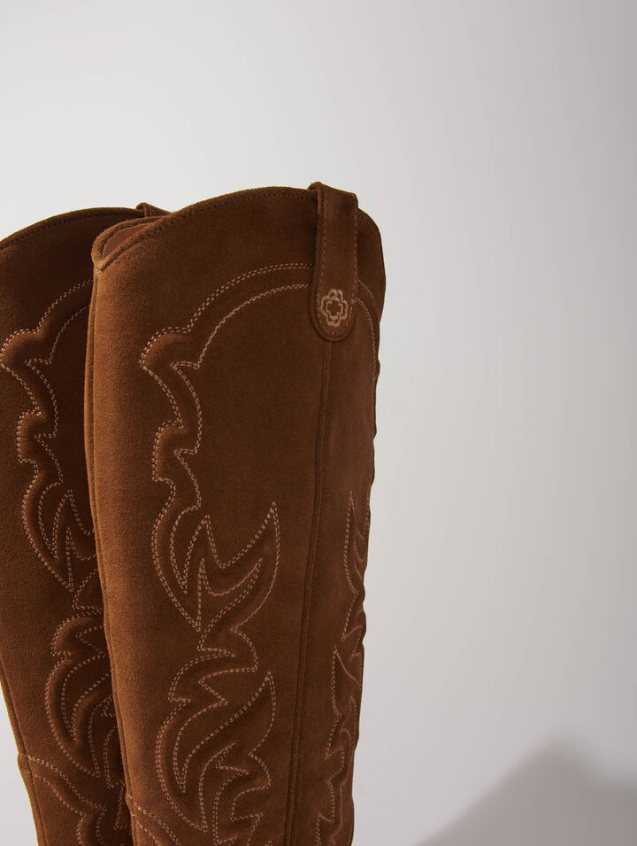Suede cowboy boots