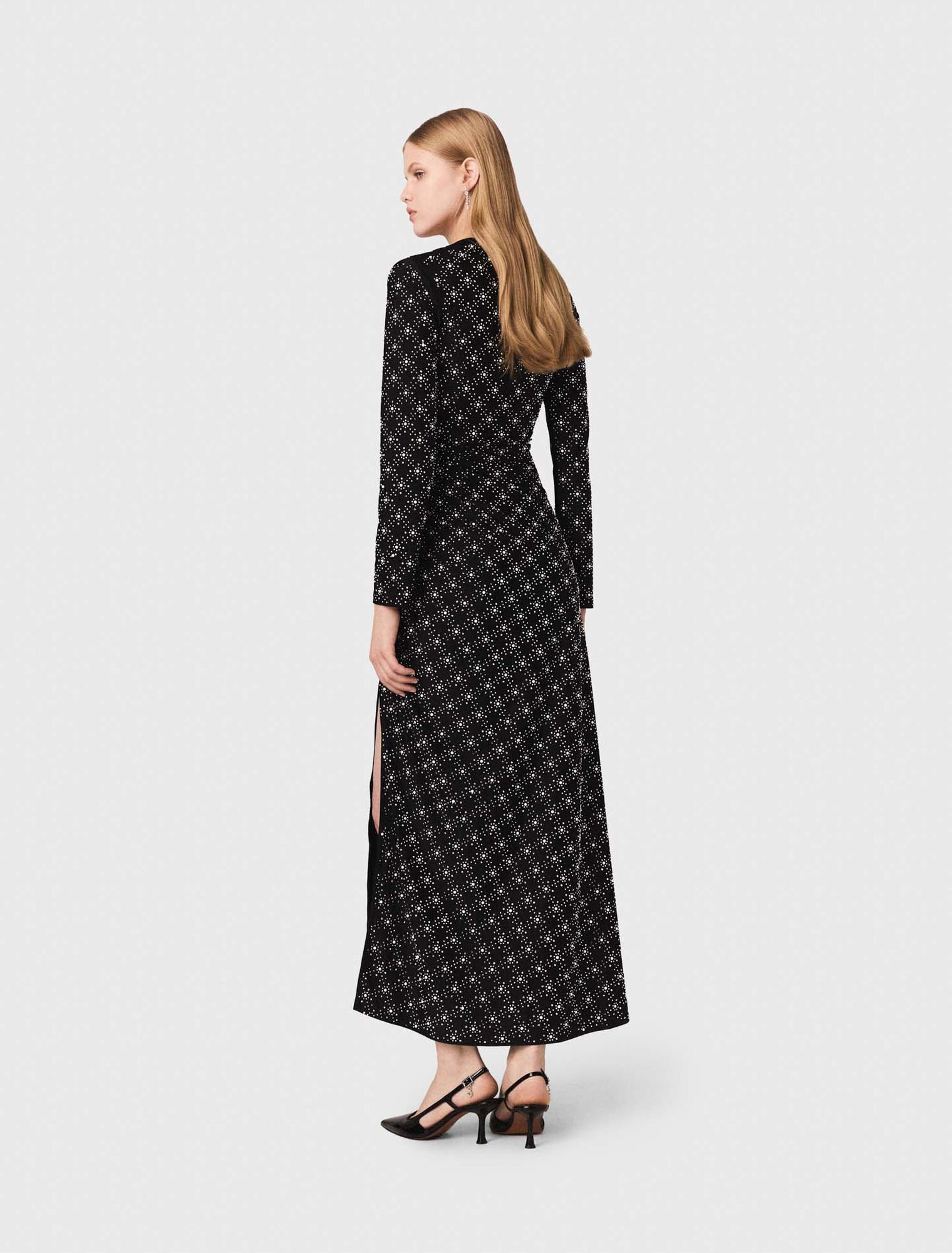 Beaded and rhinestone maxi dress