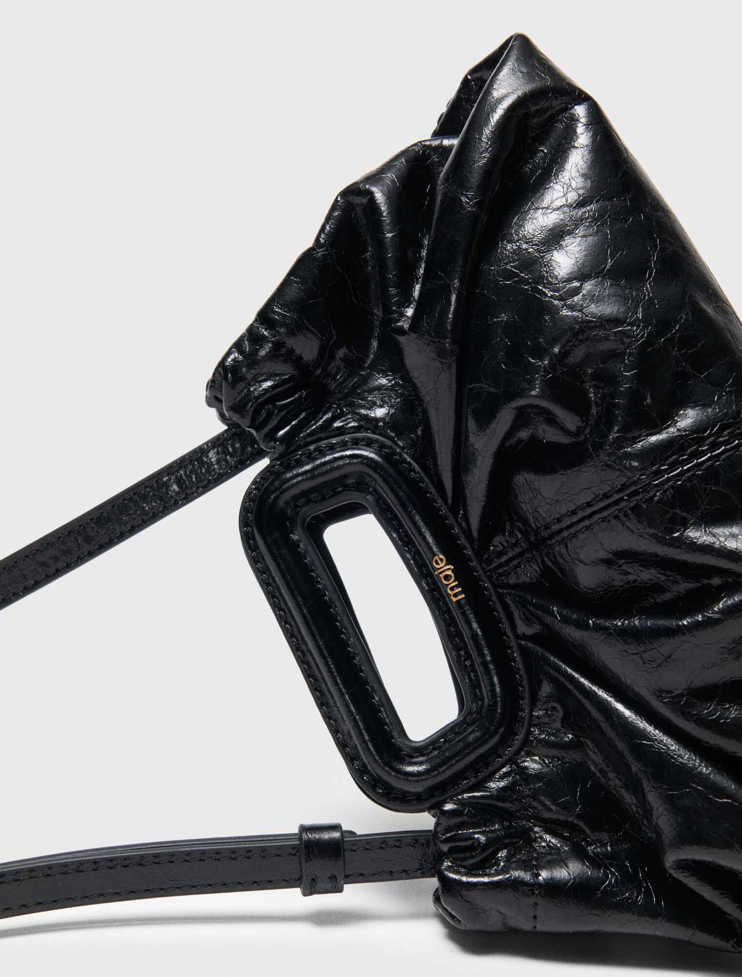 Crackled leather mini clutch