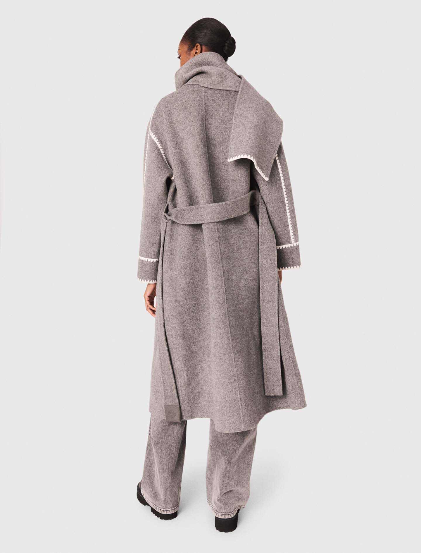Long double-faced coat Black / Gray For Women | Maje