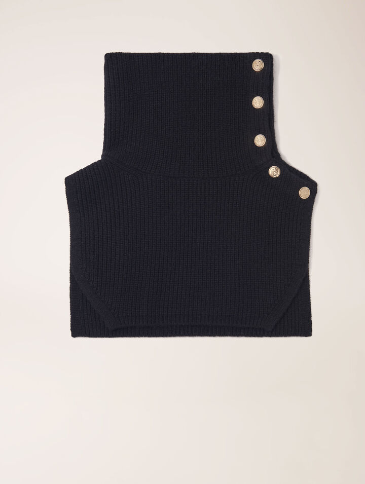 Button-up wool mix collar wrap