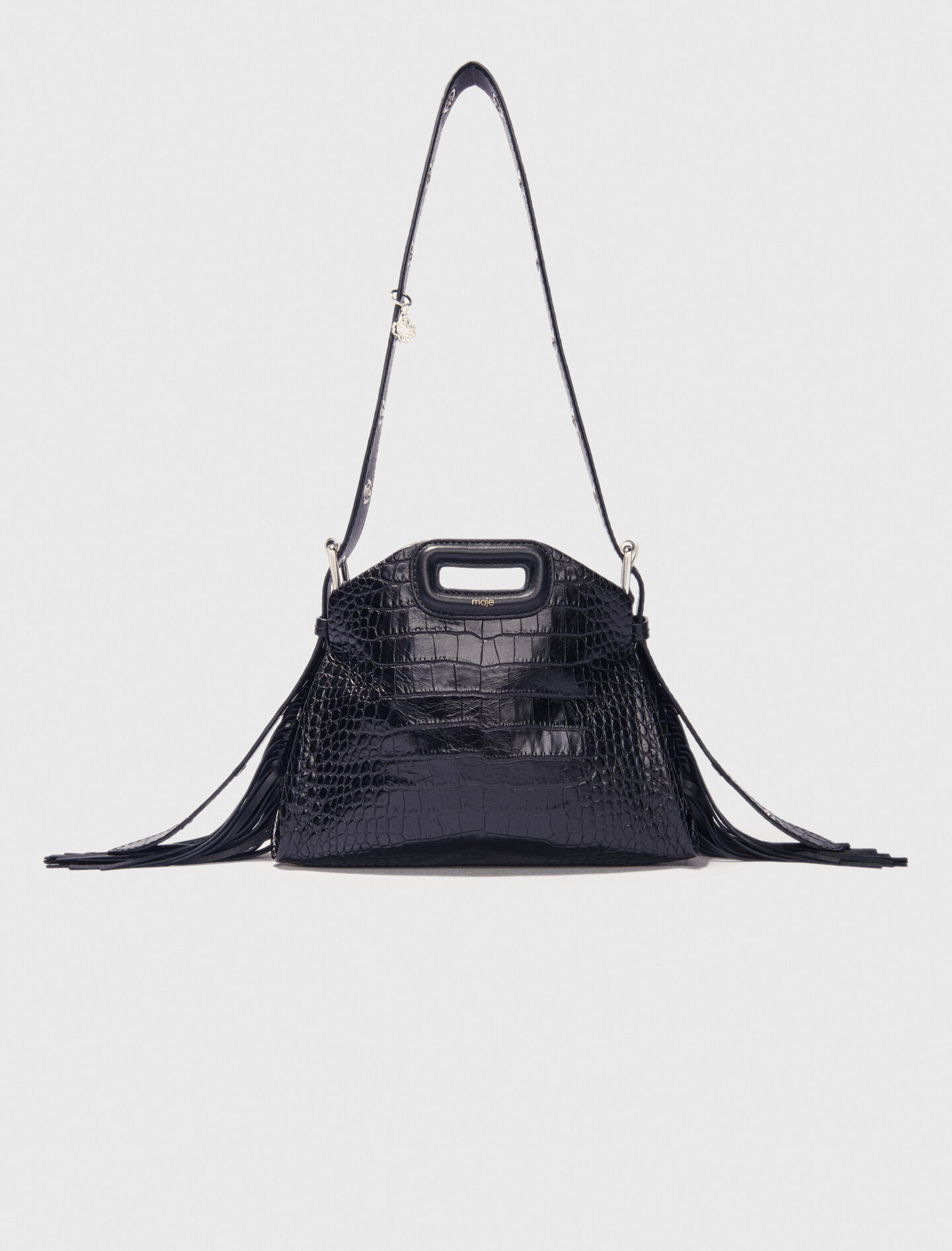Miss M Mini embossed leather bag Black / Gray For Women | Maje
