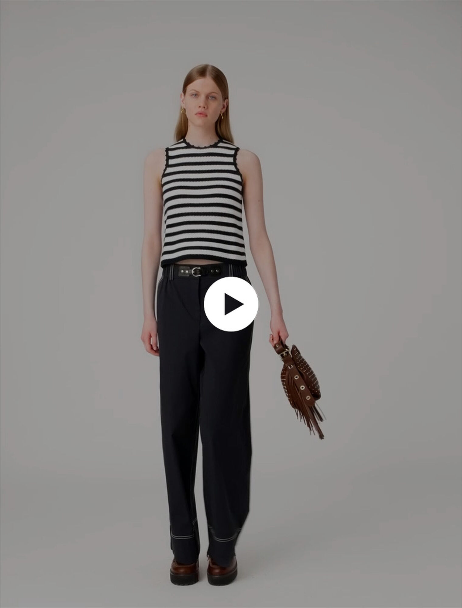 Cotton trousers with leather belt