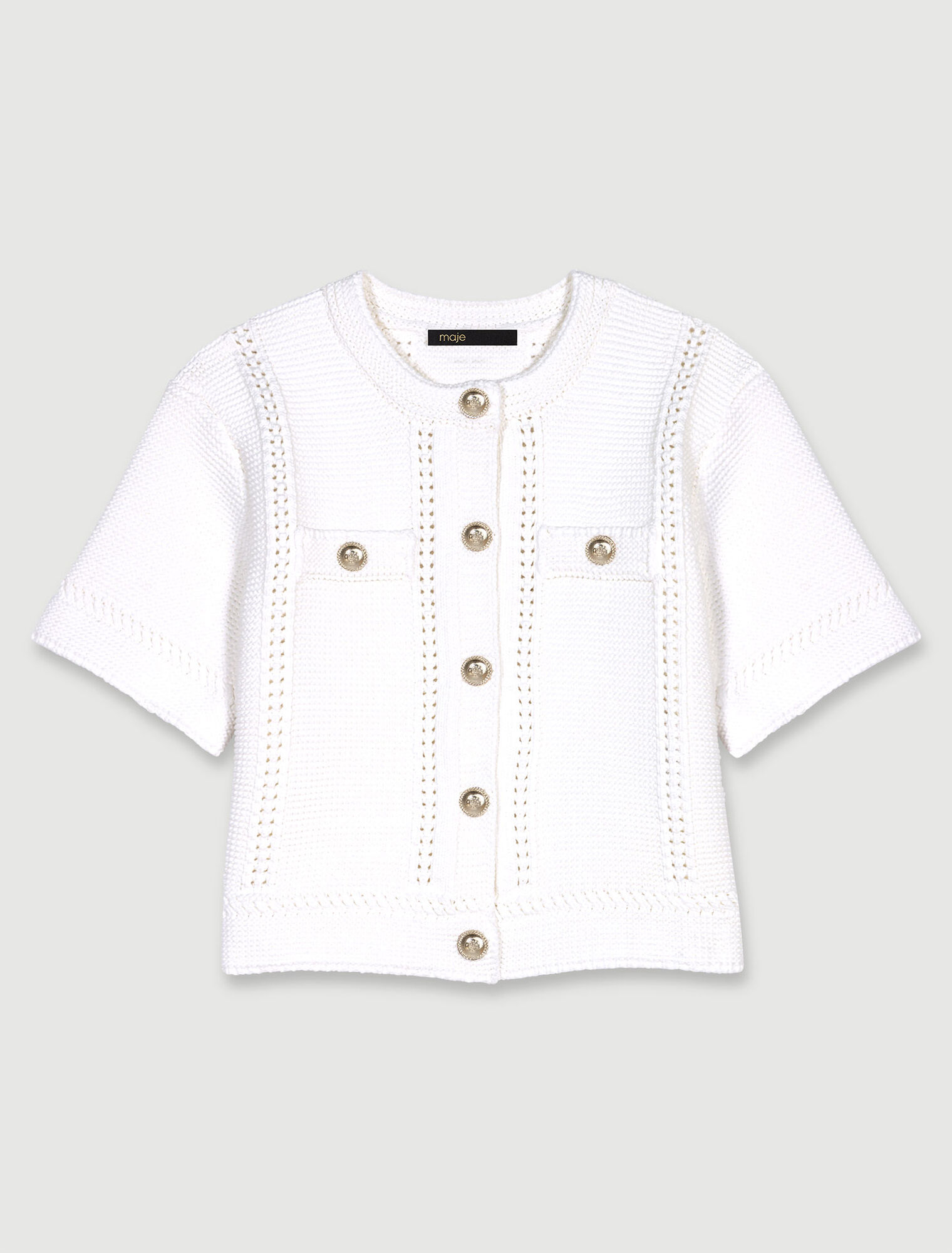 Short-sleeved knit cardigan