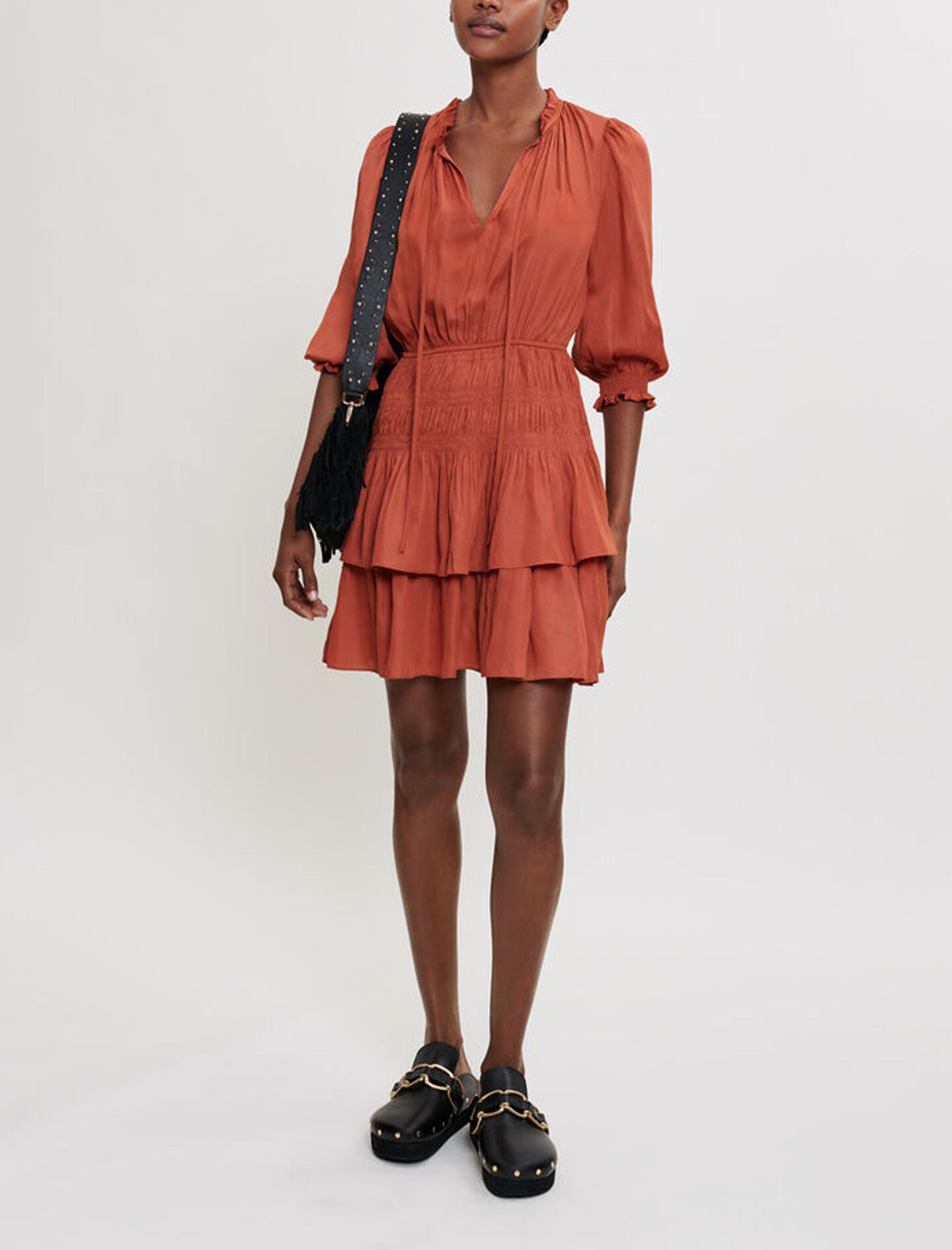 maje マージュ Embroidered satin dress ワンピース Embroidered satin dress