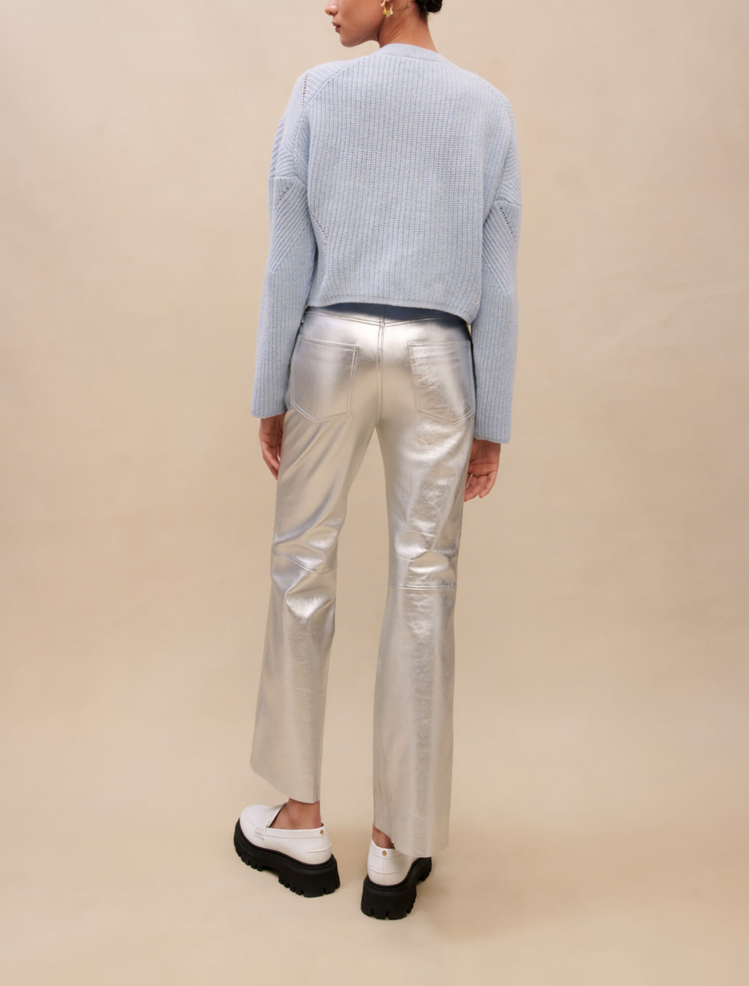 Silver leather trousers