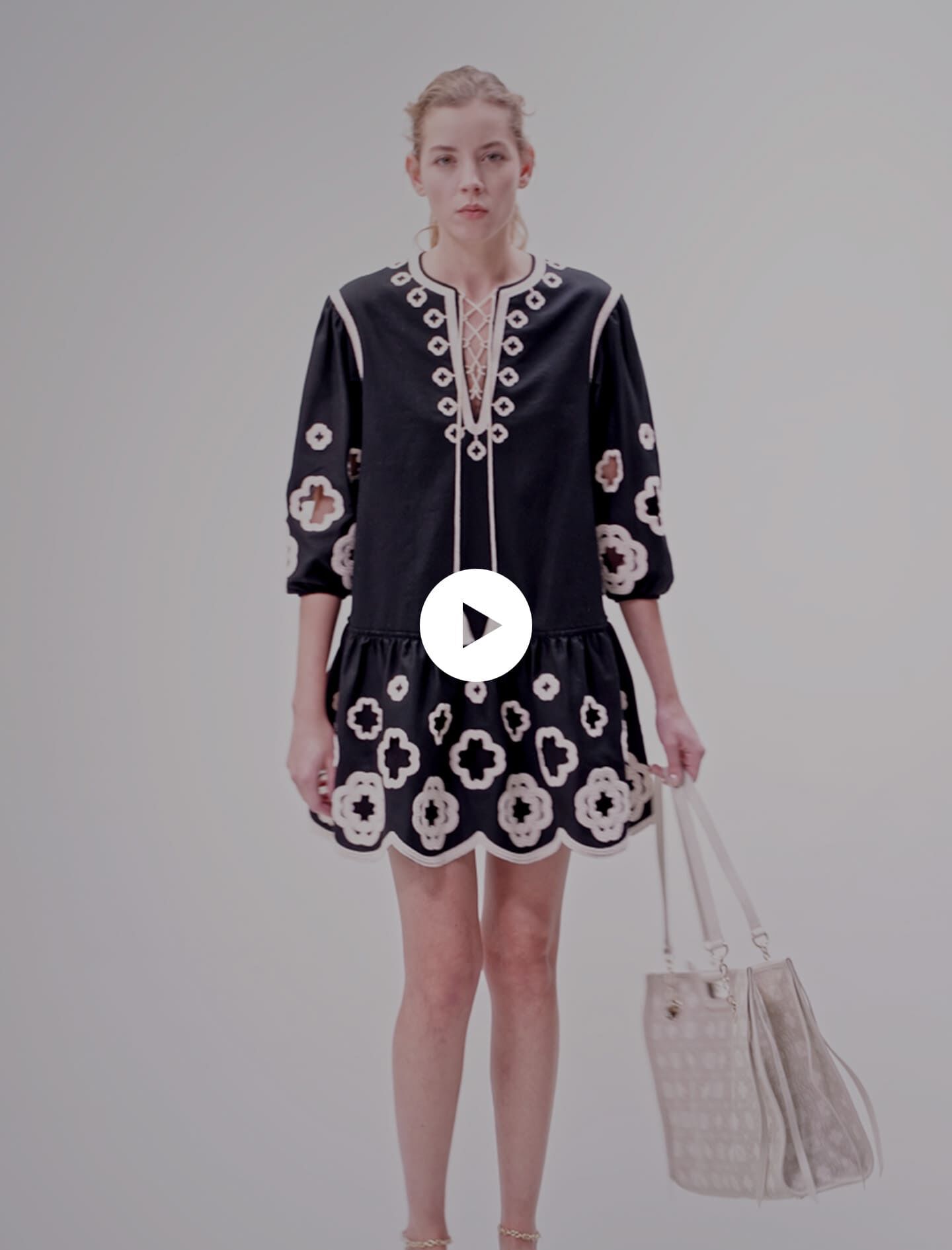 Short embroidered tunic dress