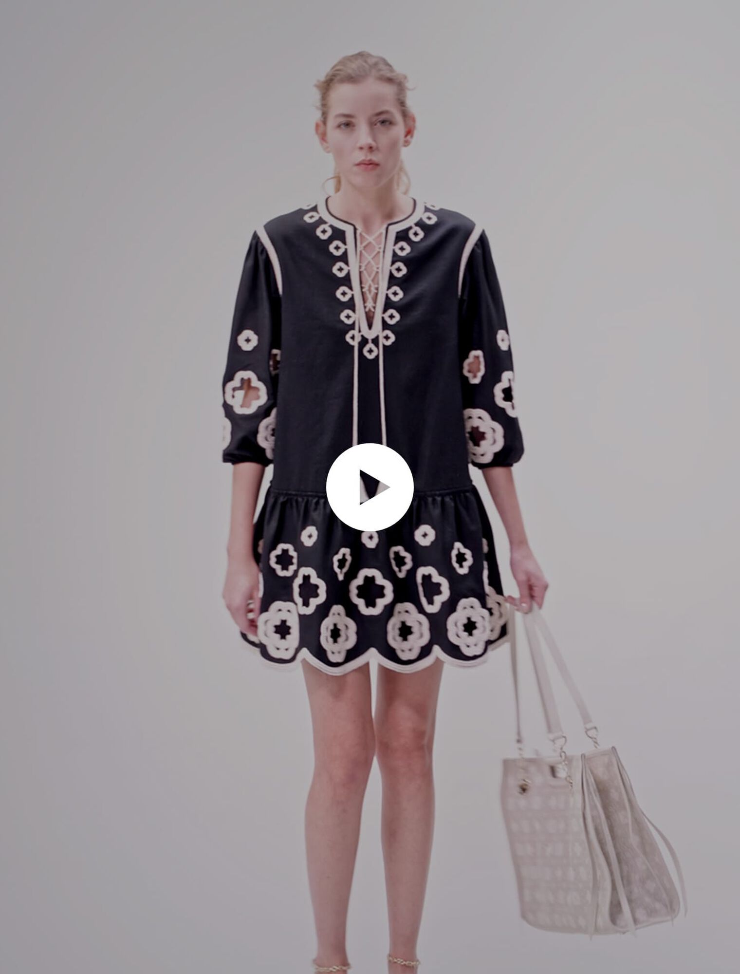 Short embroidered tunic dress