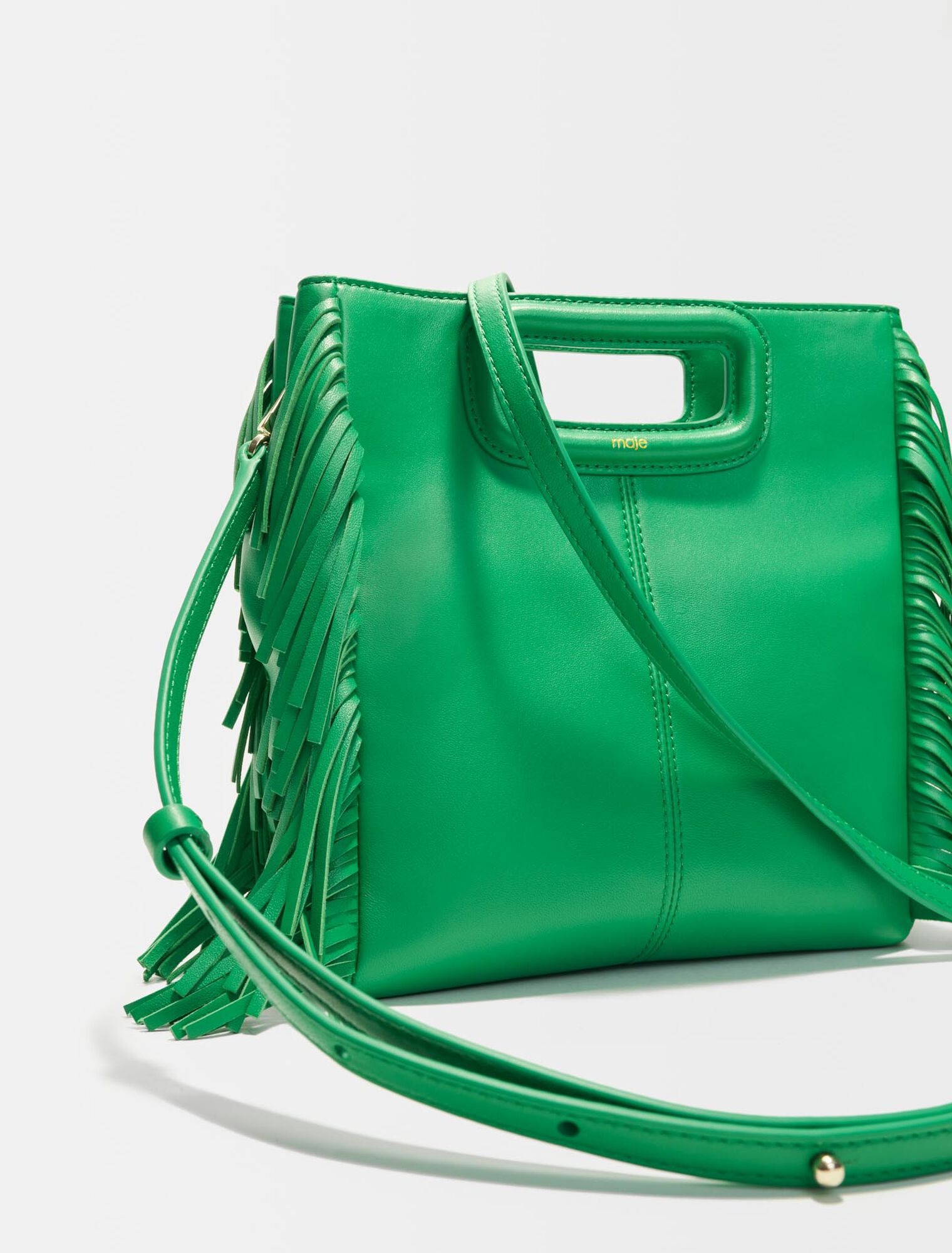 Smooth leather M bag with fringing