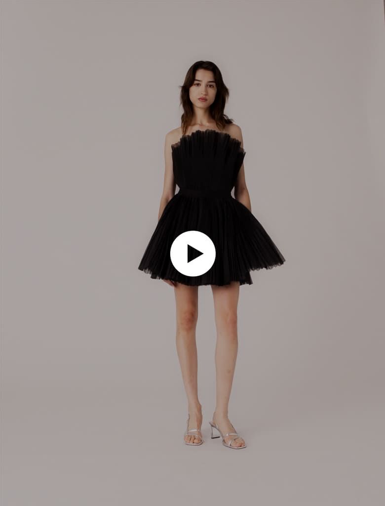 Tulle and organza bustier dress Black / Gray For Women | Maje