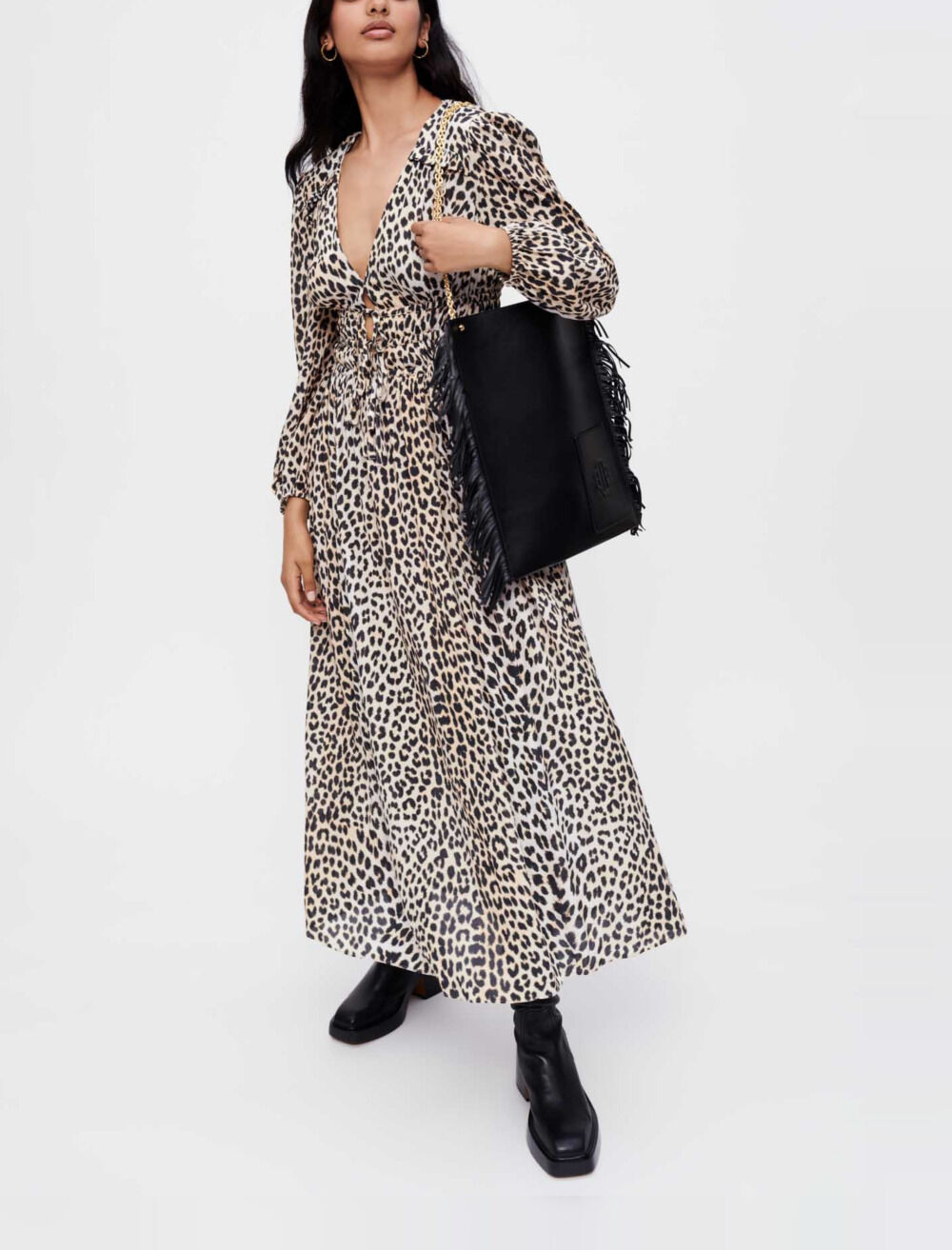 Viscose maxi dress with sleeves cheap