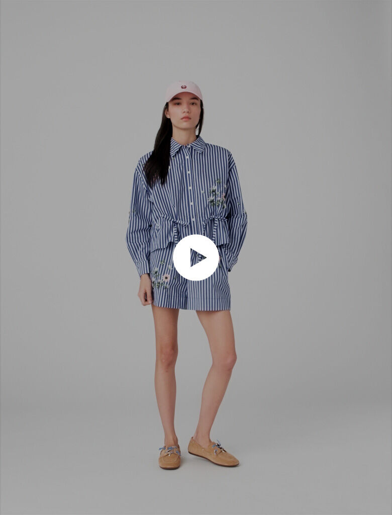 Cropped embroidered striped shirt White For Women | Maje