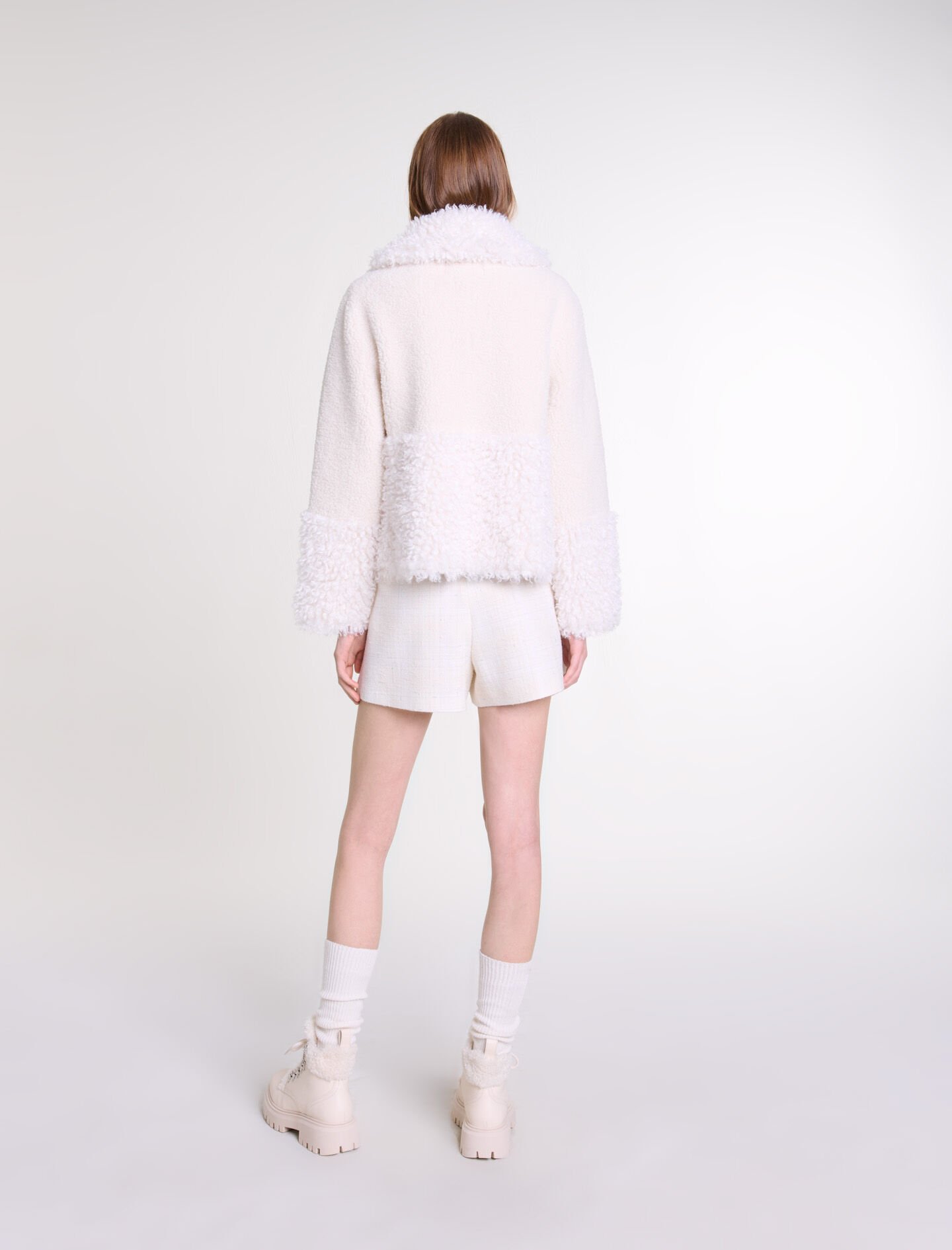 Short fake fur coat White For Women | Maje