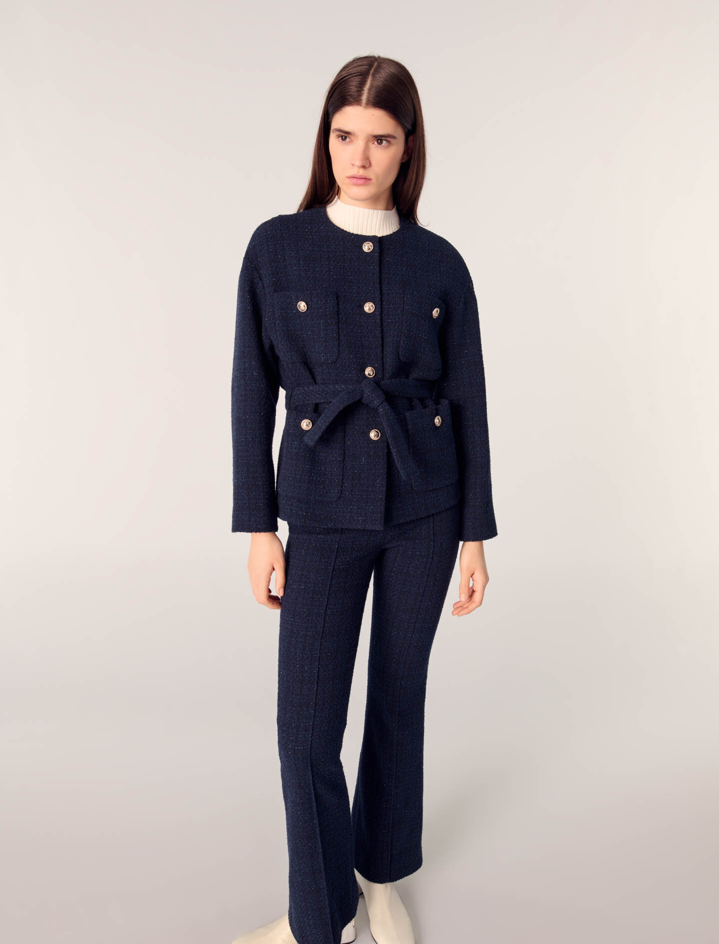 4-pocket tweed jacket Blue For Women | Maje