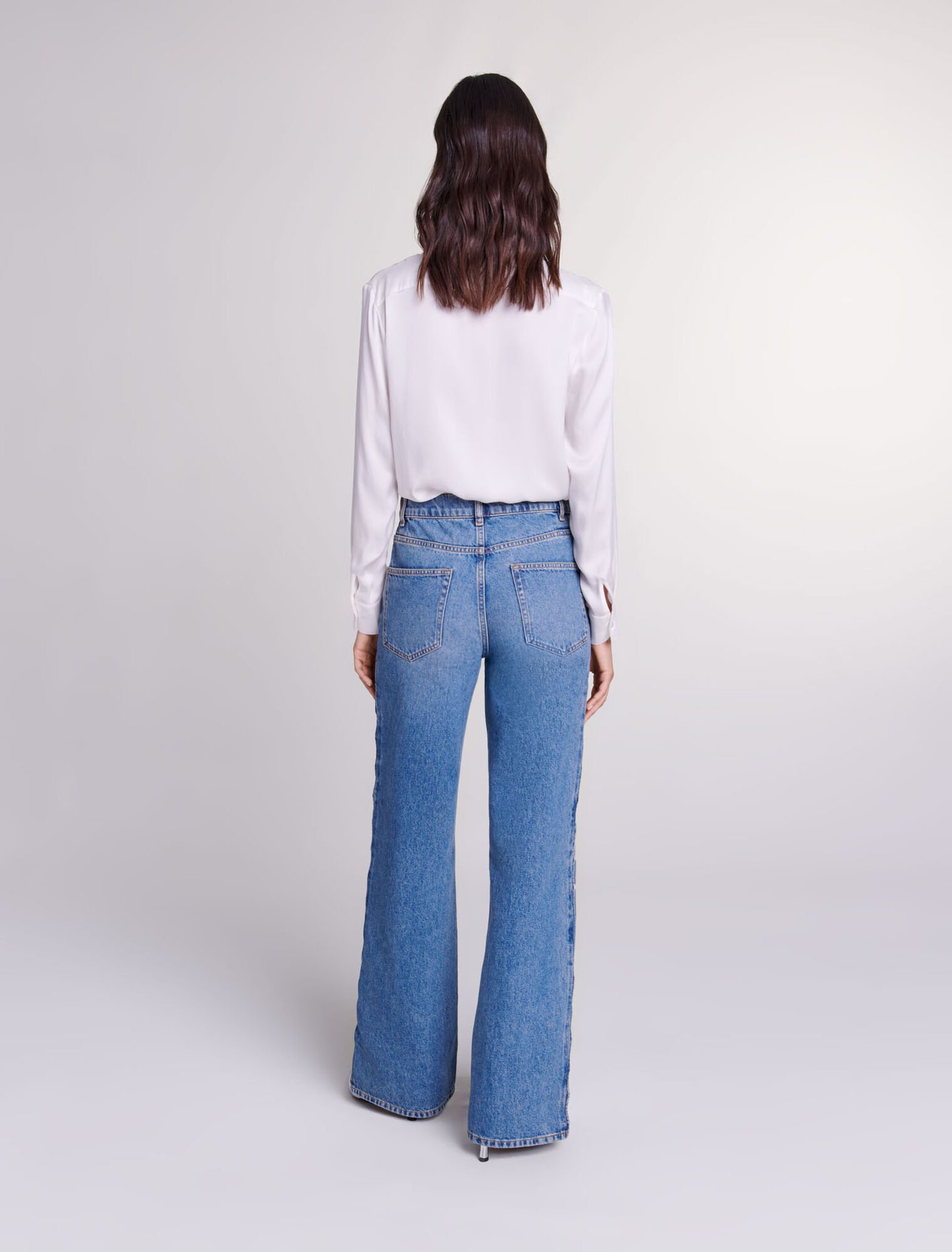 Beaded cutaway jeans