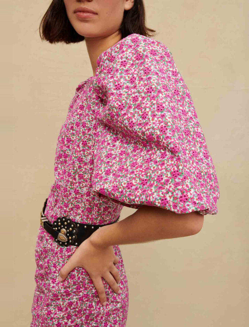 関税送料込【maje】花柄ミニワンピース Floral print short dress Pink For Women | Maje