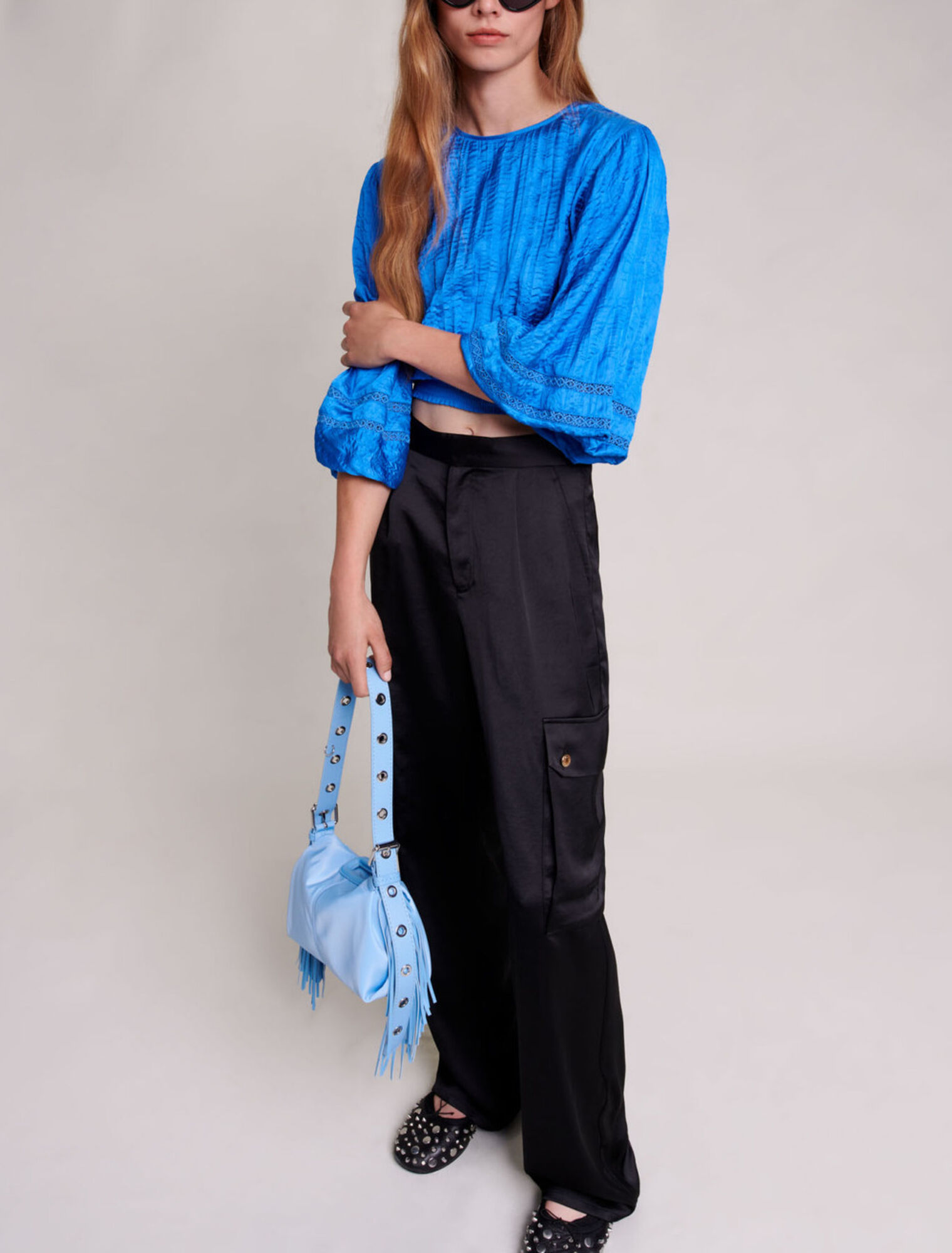 Satiny cargo trousers