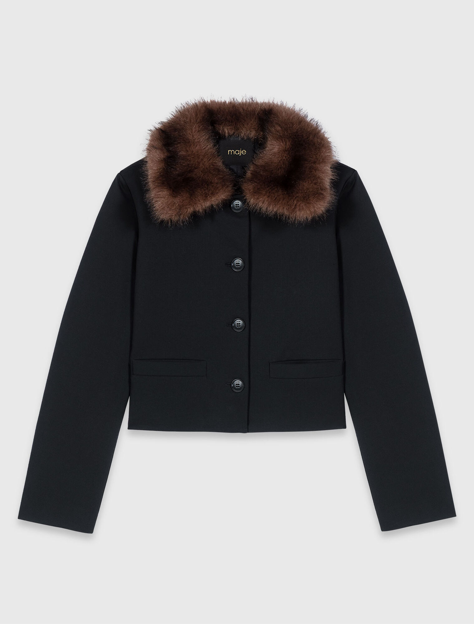 Short jacket with removable collar