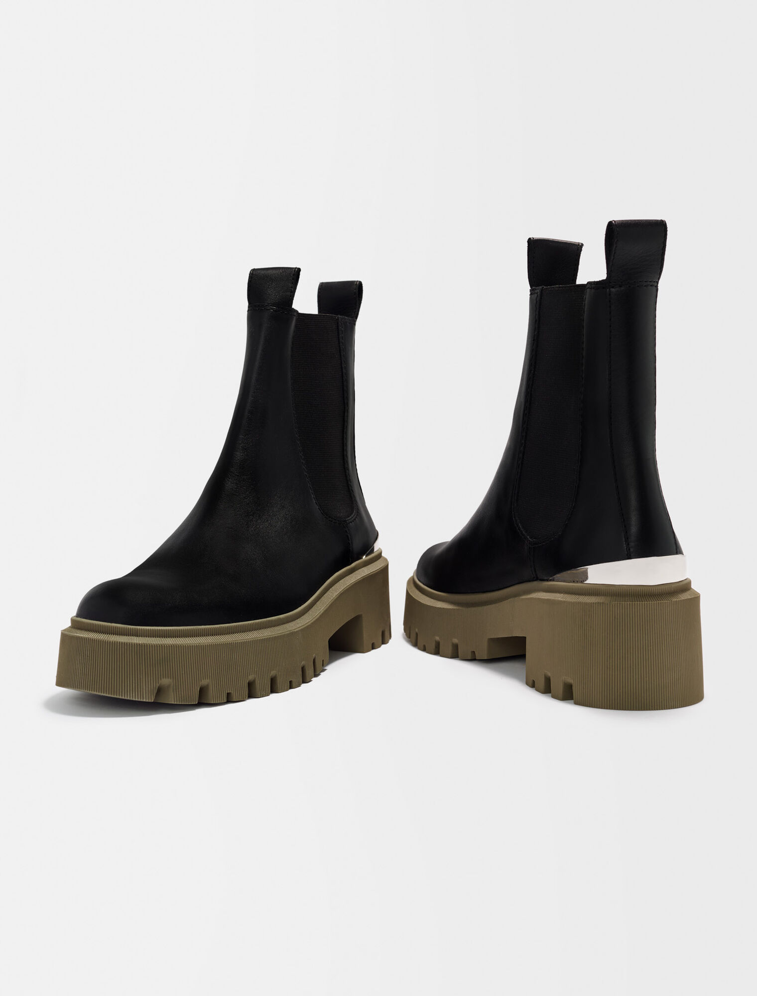 Chelsea boots with khaki platform sole