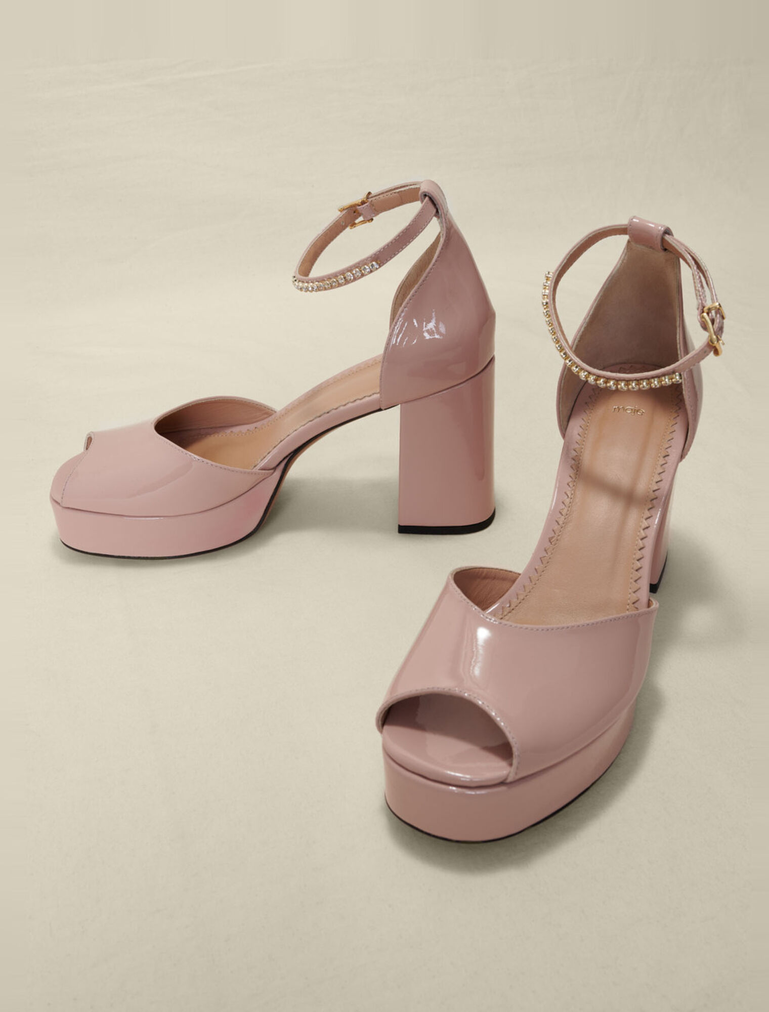 Patent leather heeled sandals