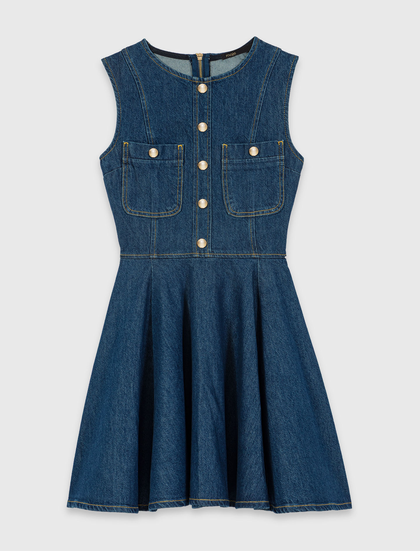 Short flared denim dress Blue For Women | Maje