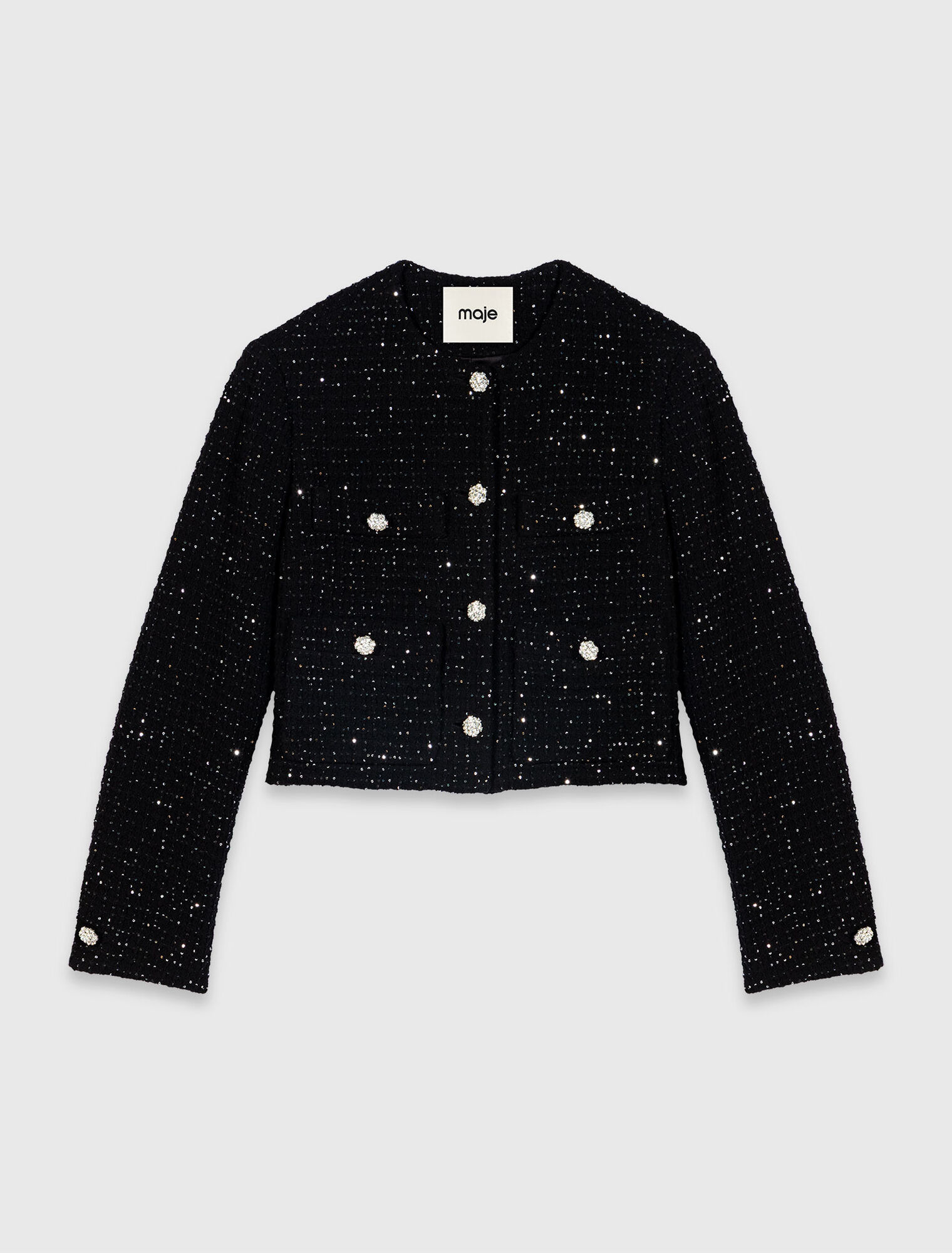 Short sequin tweed jacket