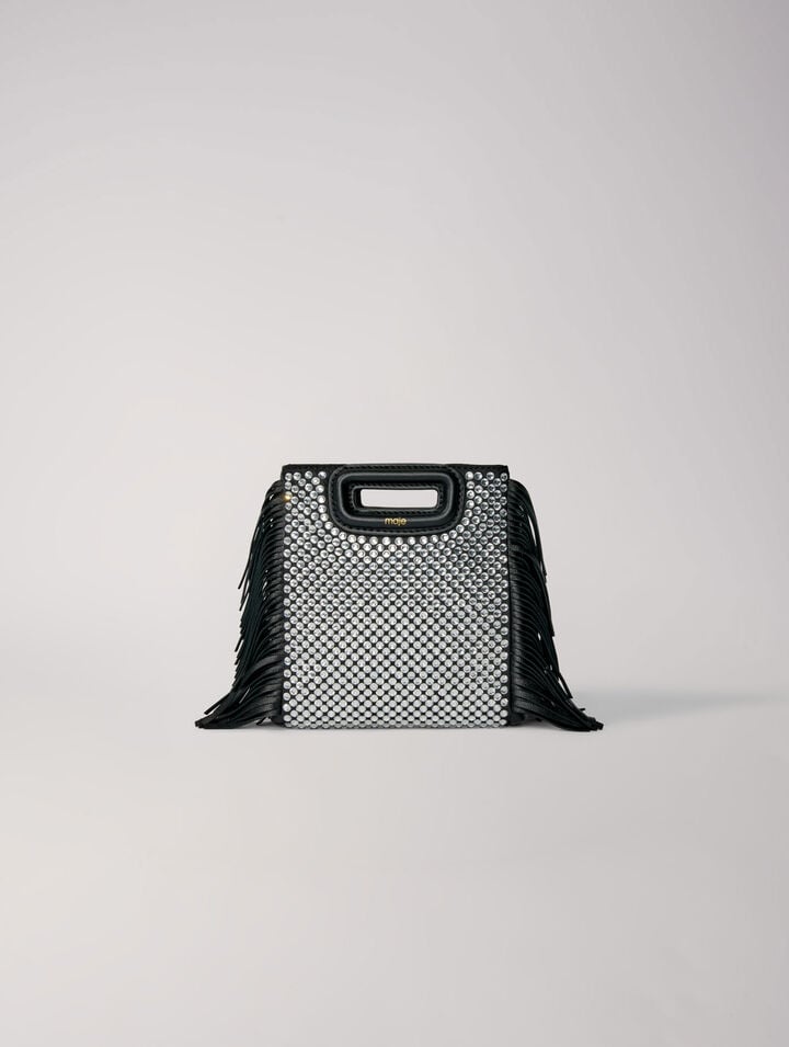 M mini leather bag with rhinestones