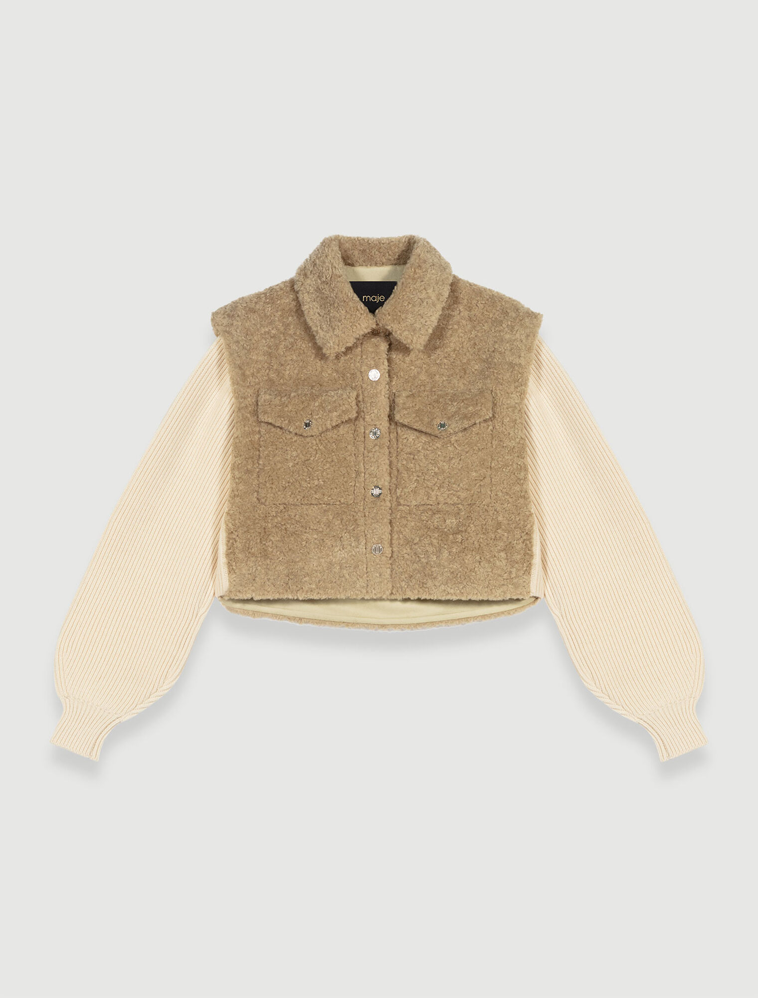 Faux fur and knit jacket