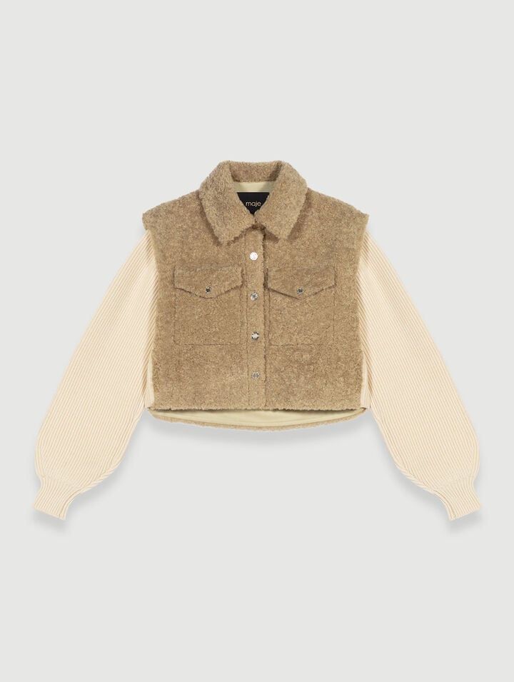 Faux fur and knit jacket